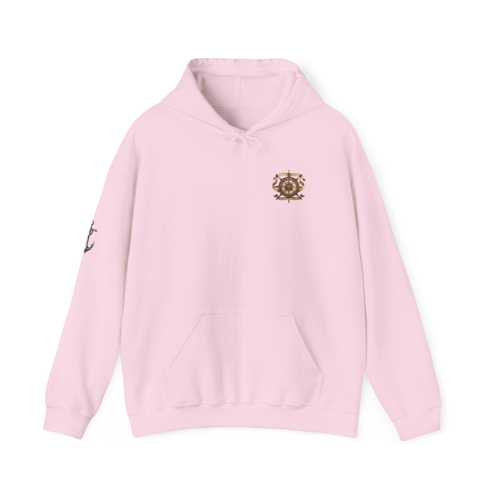 Nautical Ship Hoodie  Vintage Pirate Galleon Sweatshirt with Anchor Sleeve