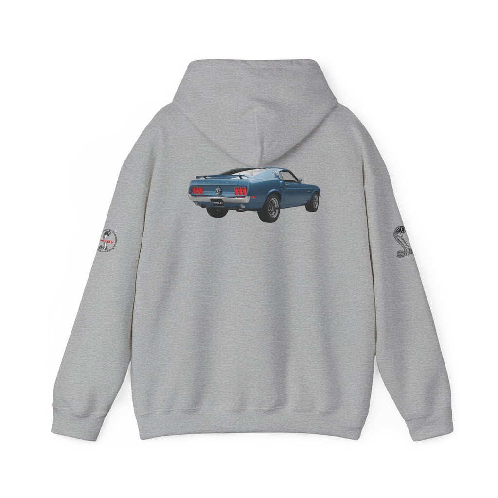 Classic Mustang Hoodie  Vintage Blue Pony Car Pullover