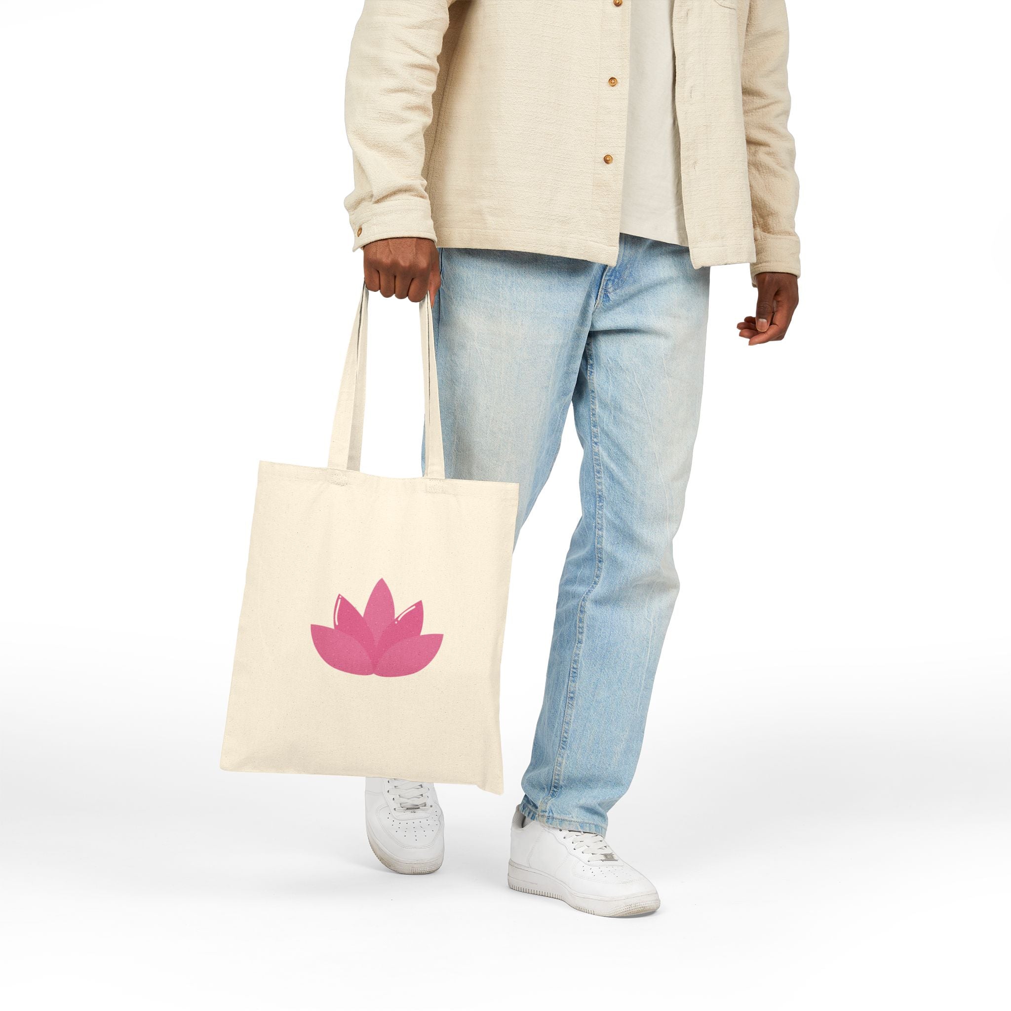 Yoga Lotus Tote Bag  Canvas Meditation Beach Grocery Tote