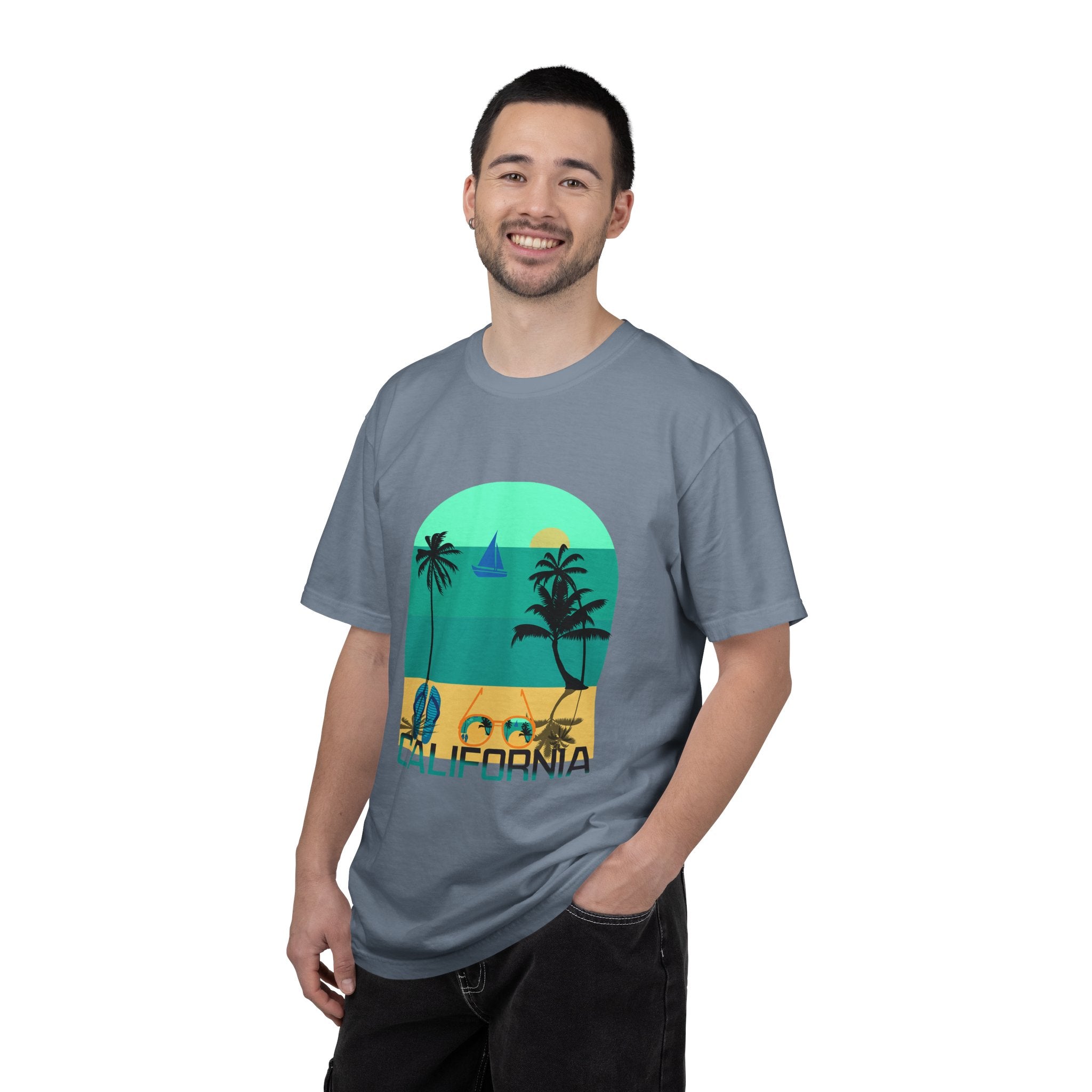 California Beach Surf T-Shirt  Retro Palm Trees & ‘SURFING’ Graphic