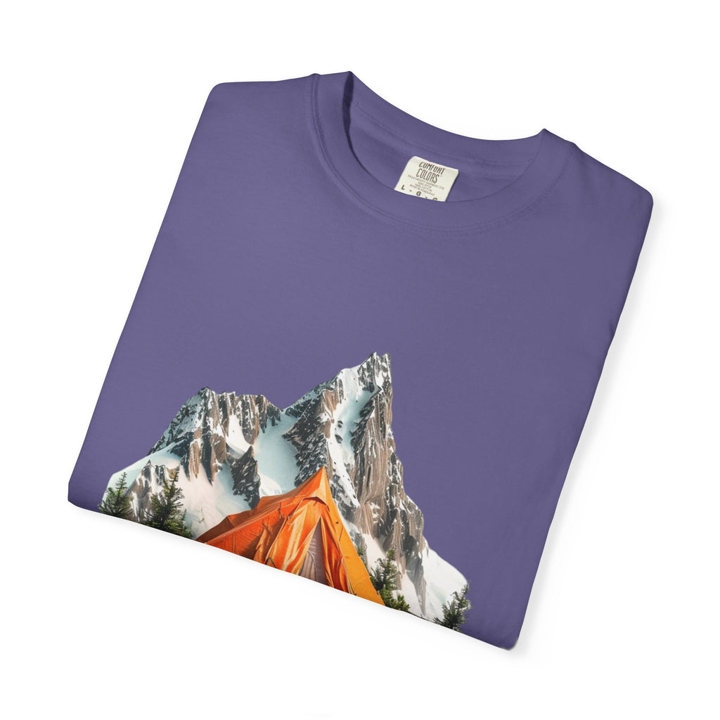 Mountain Camping Tent T-Shirt  Orange Tent Campsite Graphic