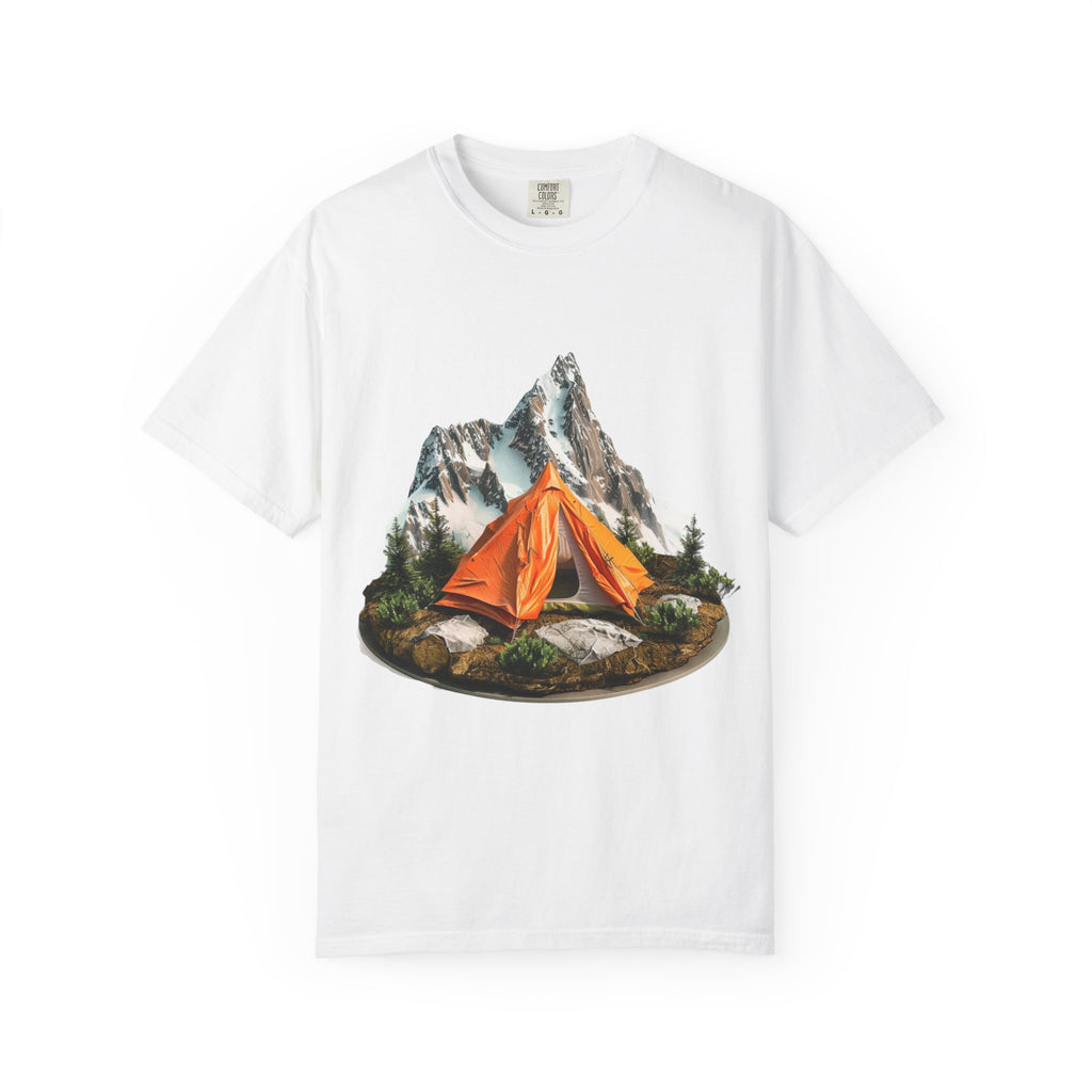 Mountain Camping Tent T-Shirt  Orange Tent Campsite Graphic