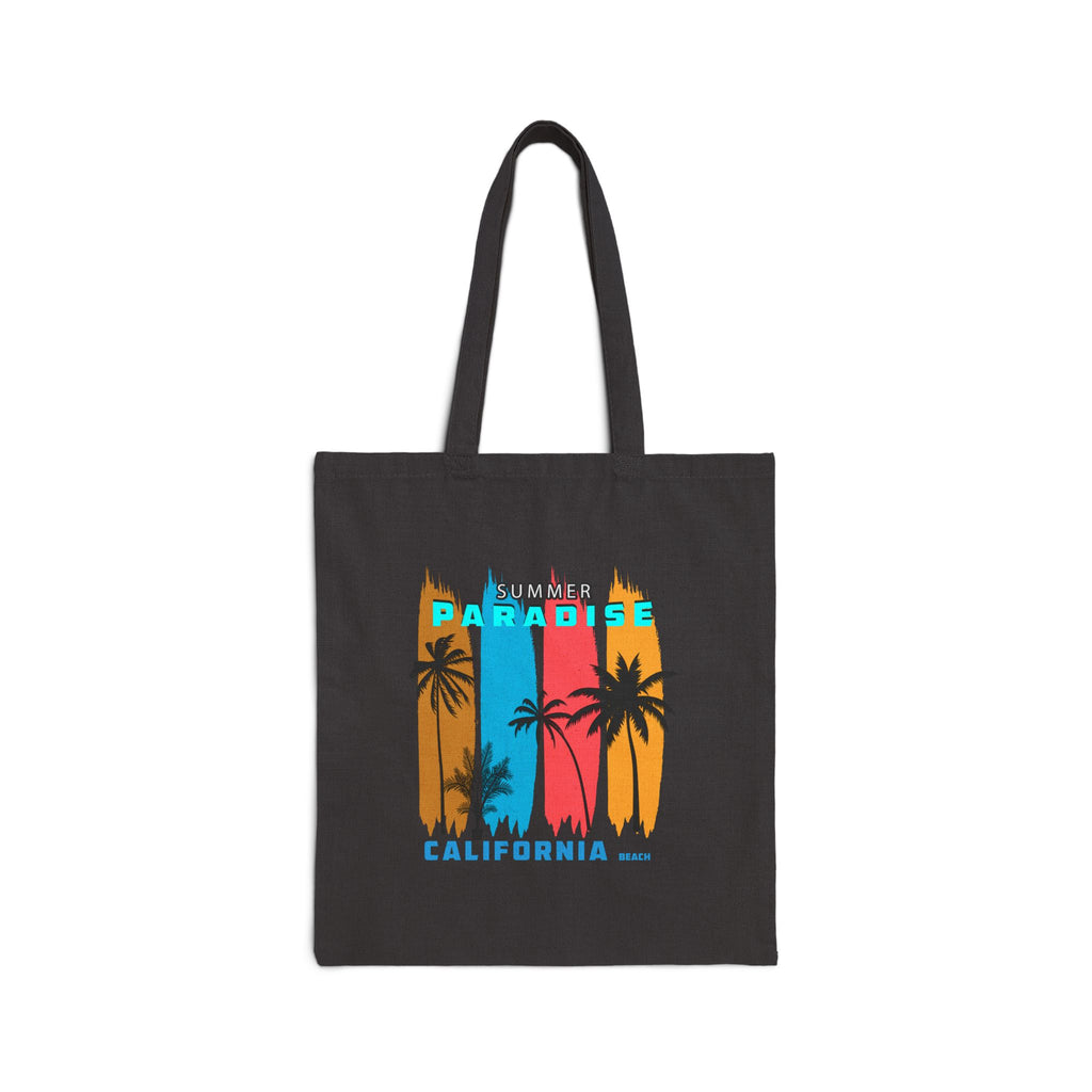 California Paradise Tote Bag  Beach Surf Canvas Tote (Palm Trees, Surfboard)