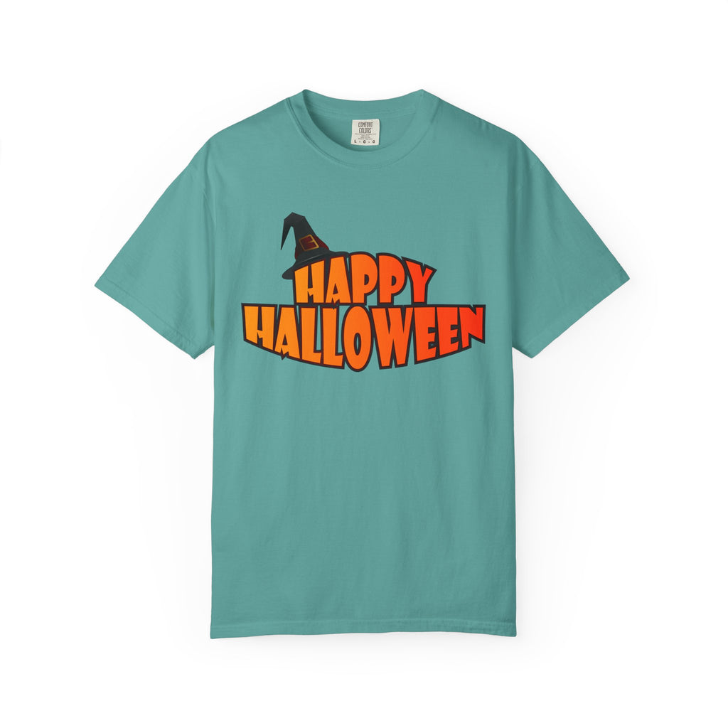 Halloween Icons T-Shirt — "Happy Halloween" Graphic Tee with Spooky Back Illustrations