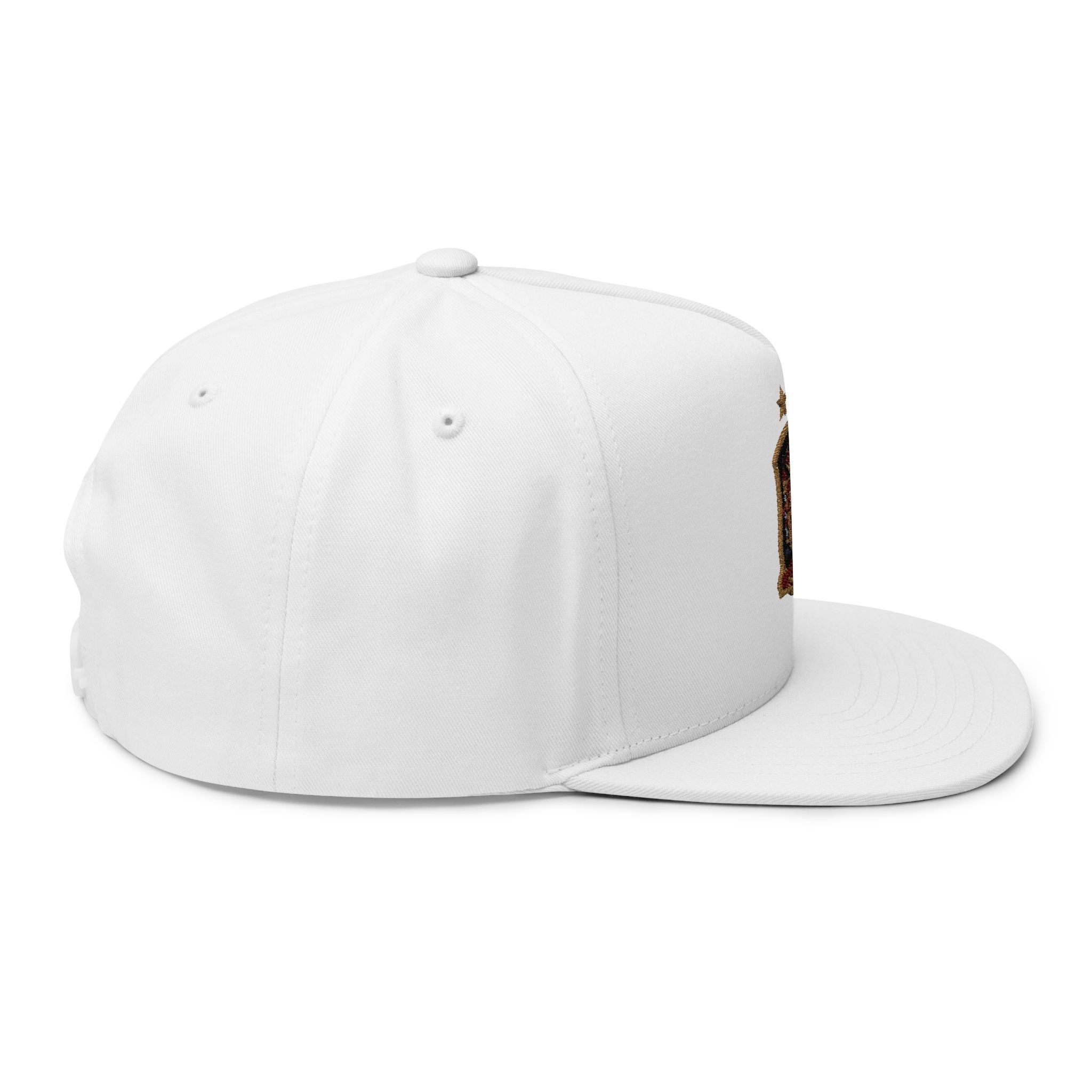 Embroidered Spanish Crest Flat Bill Cap  Royal Spain Soccer Emblem Snapback