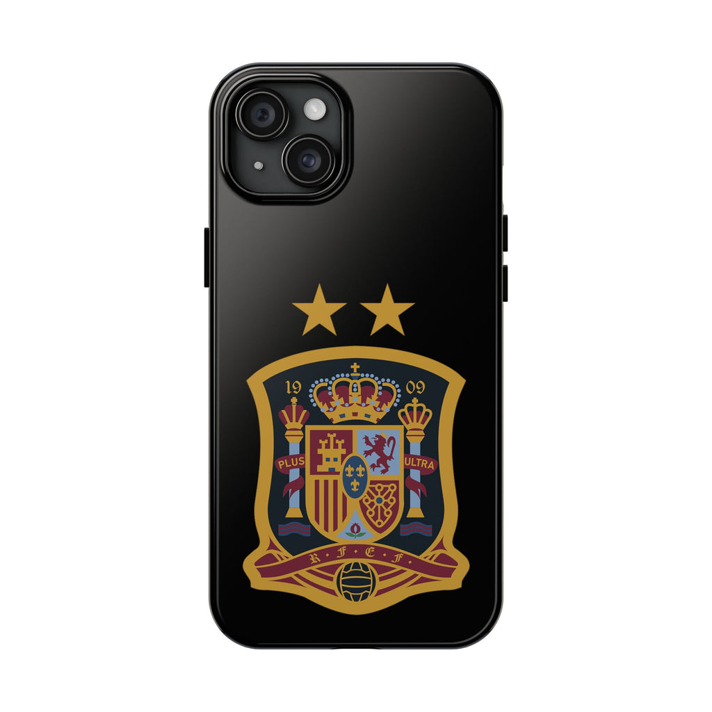 Spain Soccer Crest Tough Phone Case  Black Protective iPhone Case with Two Stars