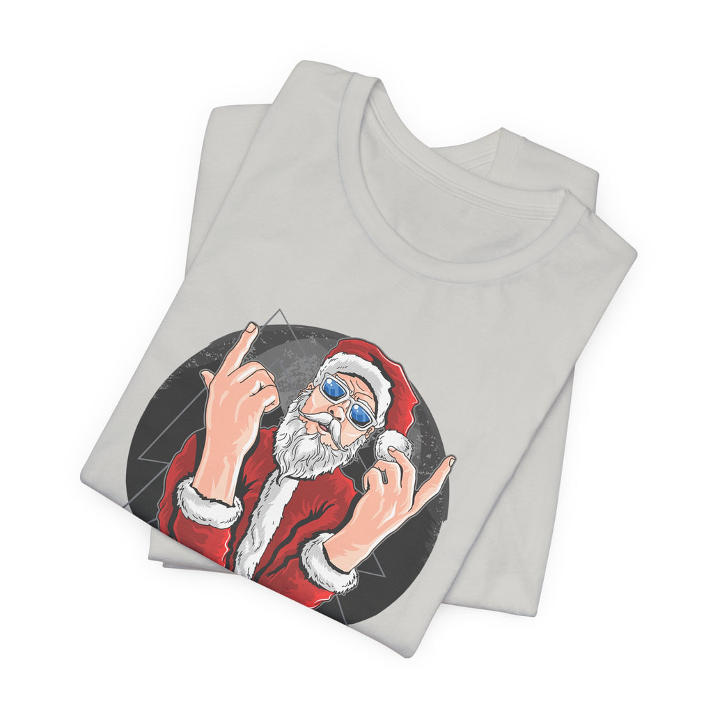 Santa Rocker Christmas Club Party Tee  Retro Holiday Graphic