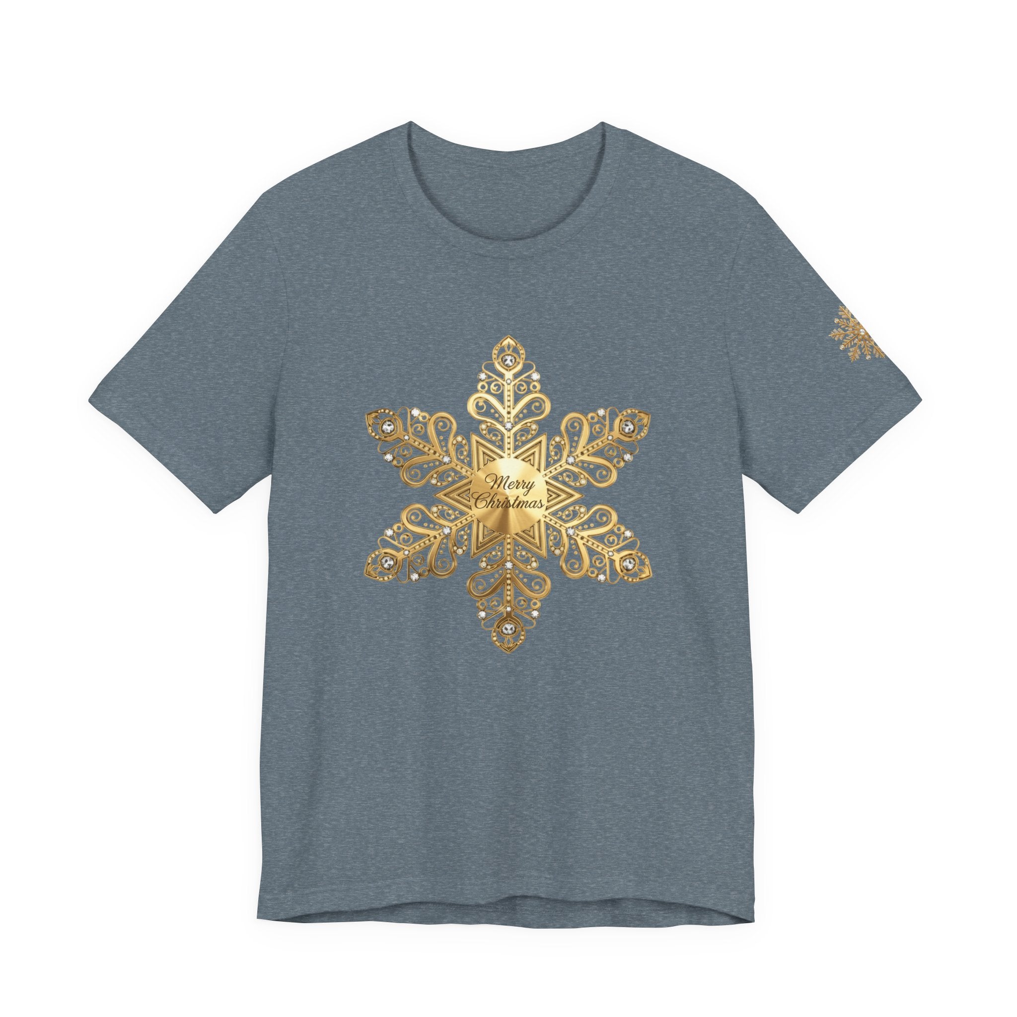 Gold Snowflake Tee Ornate Metallic Snowflake Design