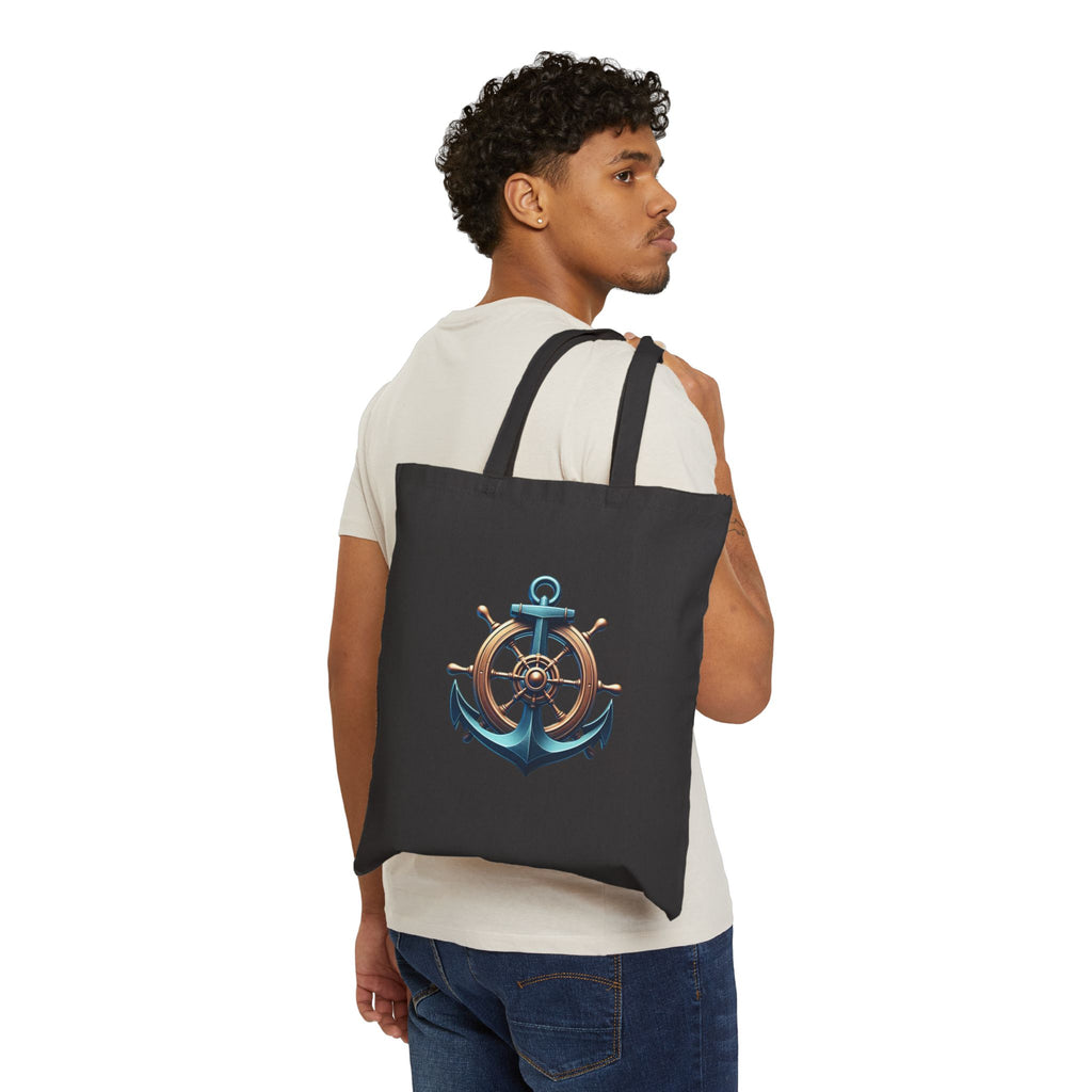 Pirate Skull & Anchor Canvas Tote Bag — Nautical Pirate Beach Shopping Tote