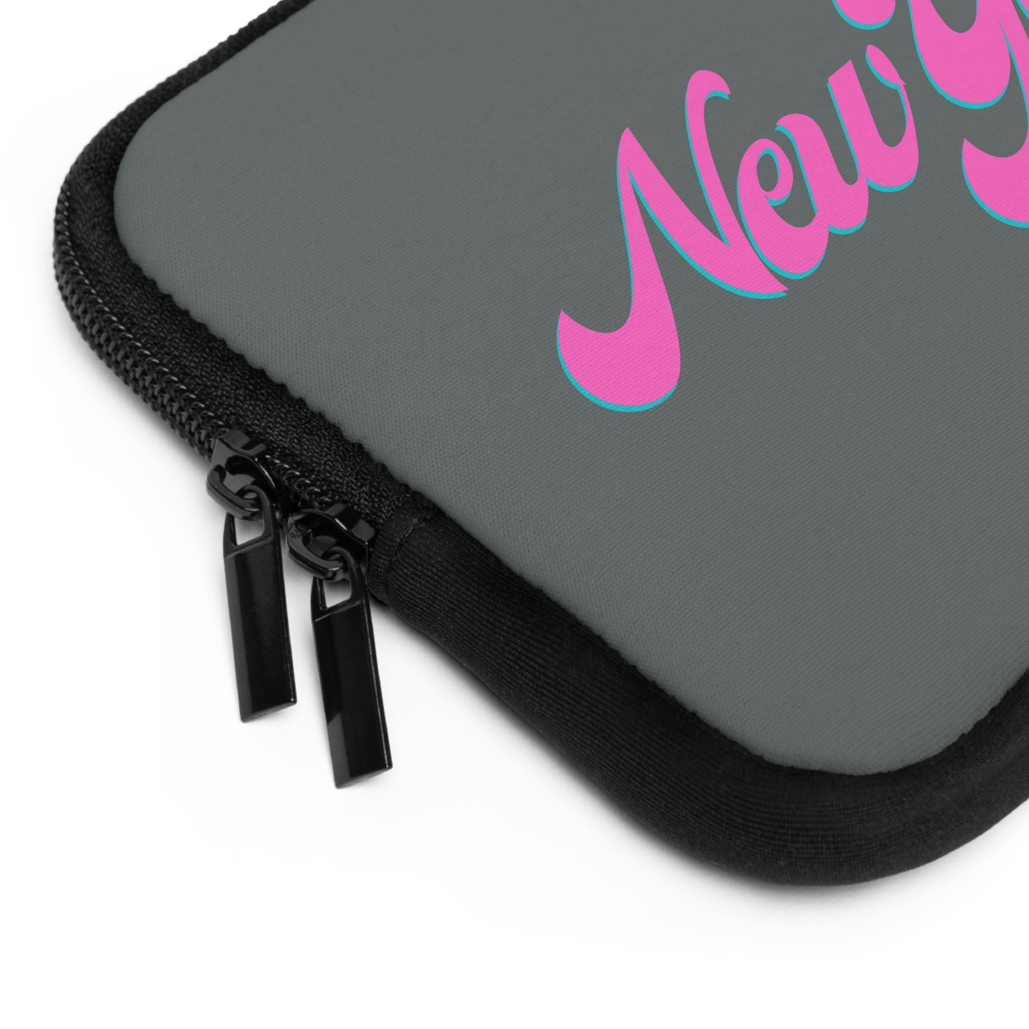 New York Pink Script Laptop Sleeve  Retro City Typography Sleeve
