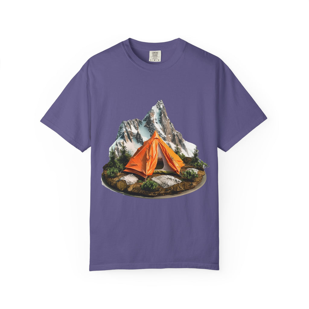 Mountain Camping Tent T-Shirt  Orange Tent Campsite Graphic