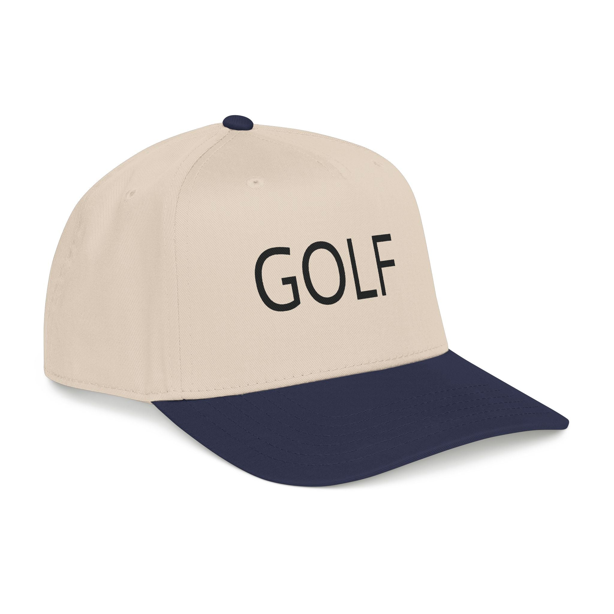 Golf Embroidered Mid Profile Cap — Classic Two-Tone Golf Hat