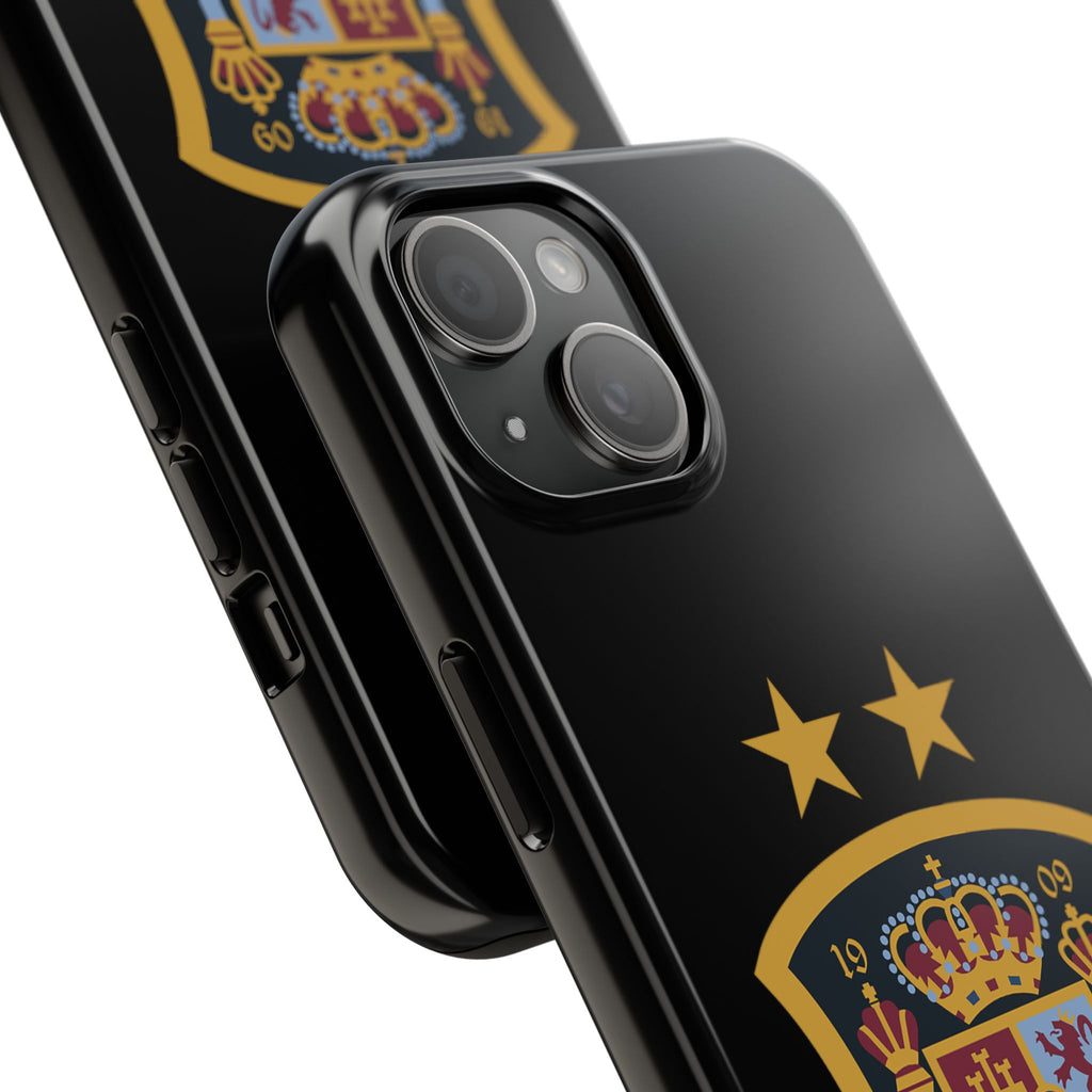 Spain Soccer Crest Tough Phone Case  Black Protective iPhone Case with Two Stars