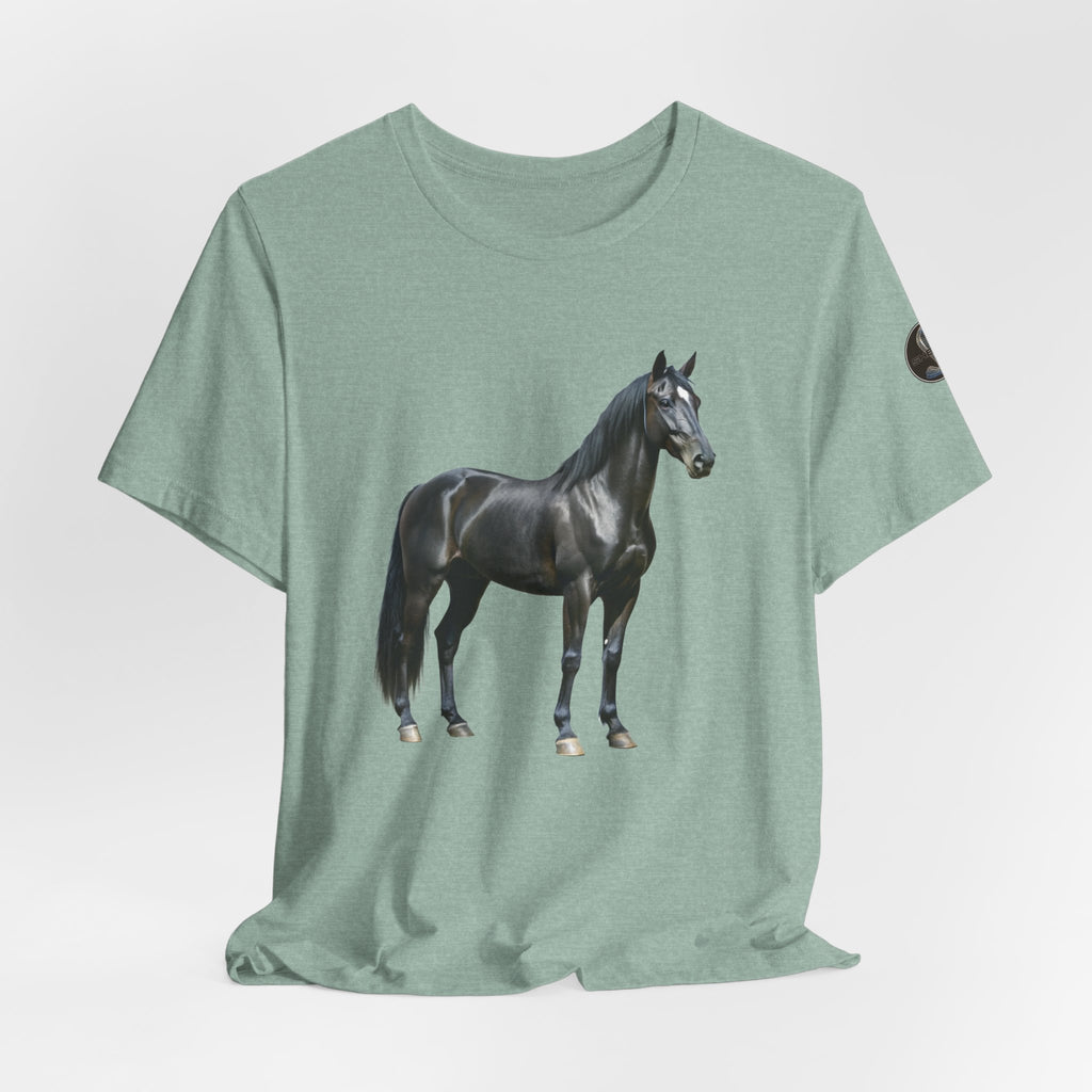 Black Mustang Horse and Classic Mustang Car Tee | Vintage Muscle Car Shirt
