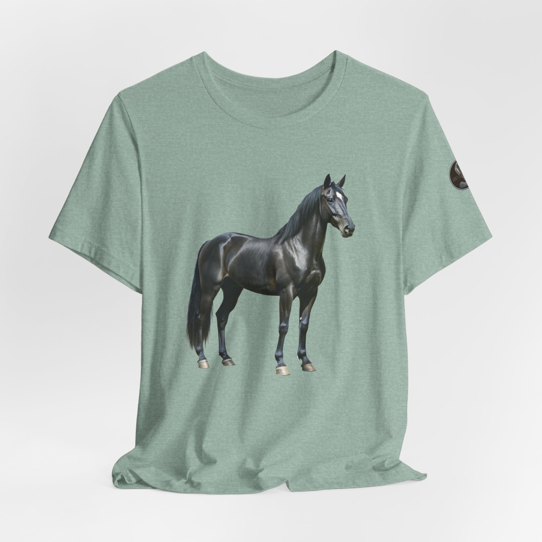 Black Mustang Horse and Classic Mustang Car Tee | Vintage Muscle Car Shirt