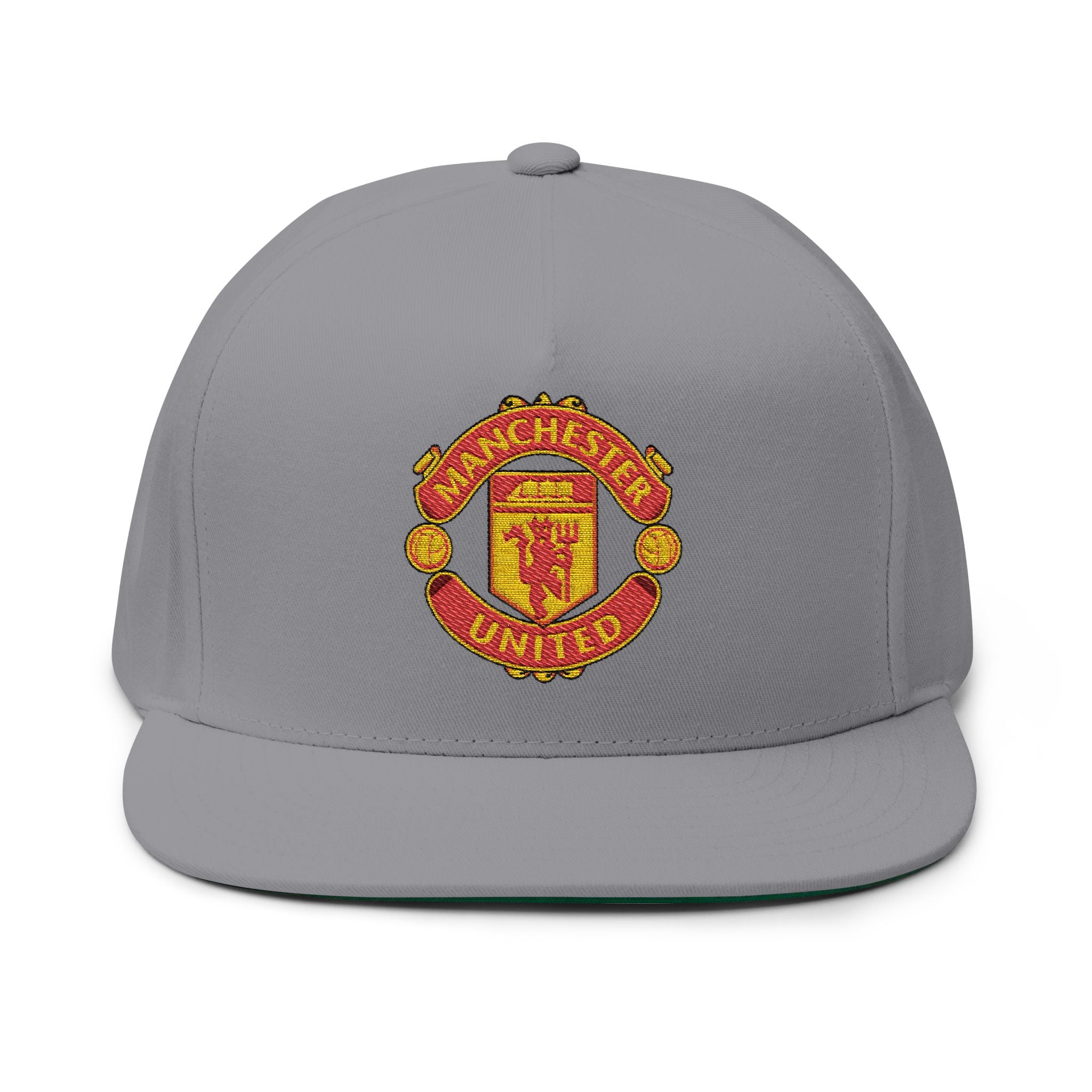 Embroidered Flat Bill Cap Manchester United Crest Snapback