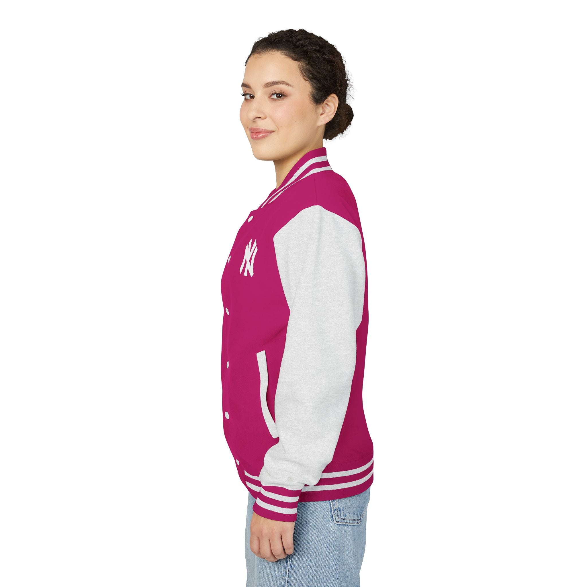 New York Letterman Jacket Varsity Style Red & White Baseball Jacket