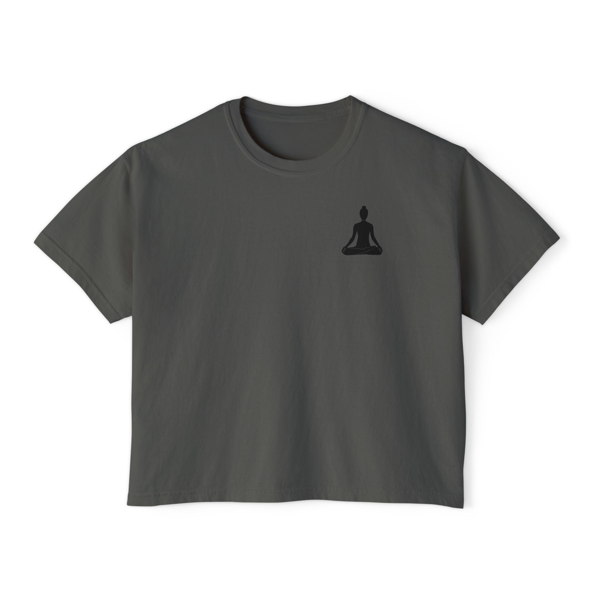 Women's Boxy Tee - 'Time For Yoga' Minimal Yoga Silhouette T-Shirt
