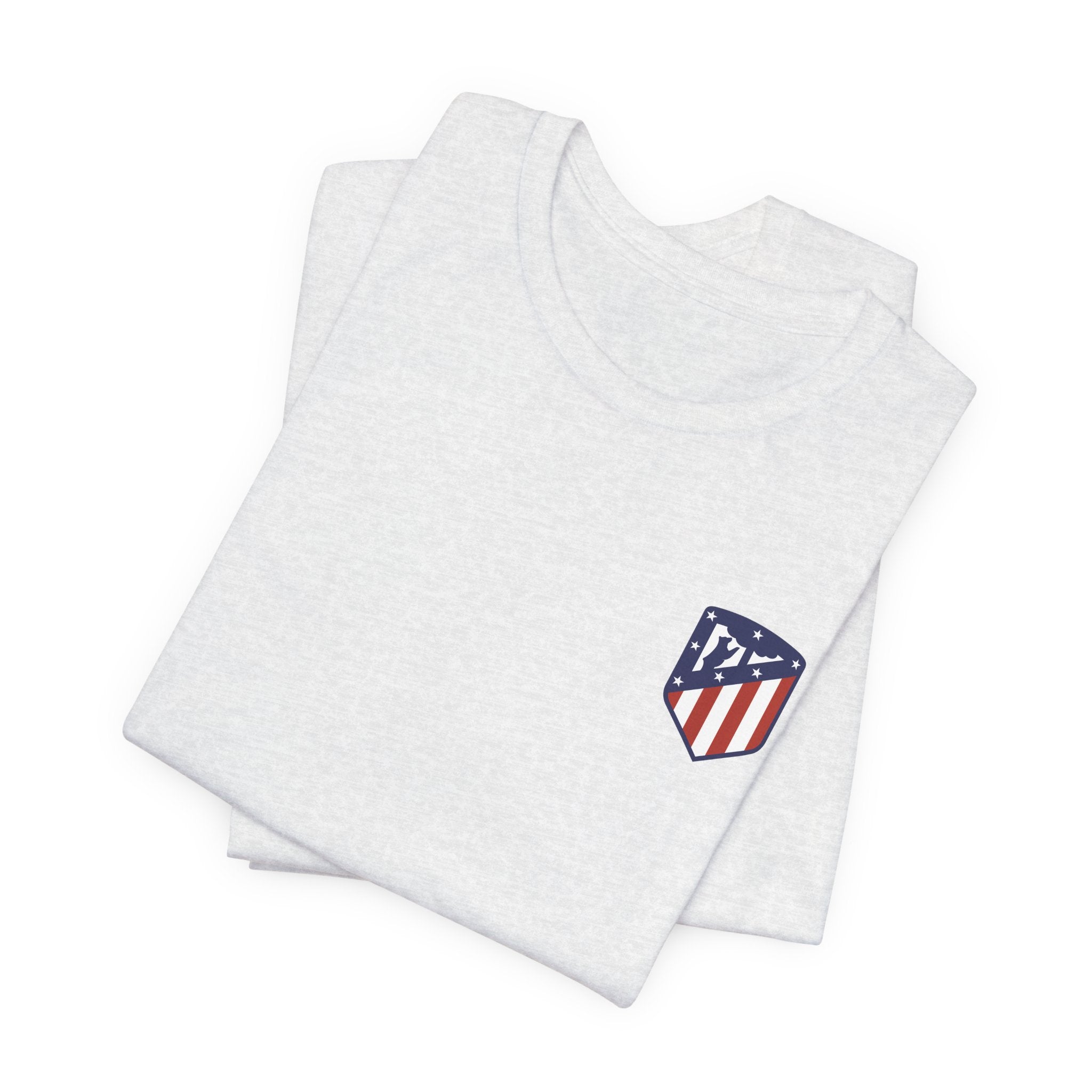 Atletico Madrid Shield T-Shirt Front Chest & Sleeve Logo Soccer Tee