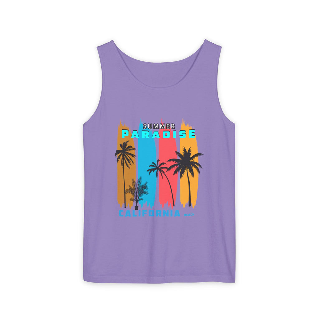 California Paradise Palm Tank Top Retro Beach Sunset Graphic