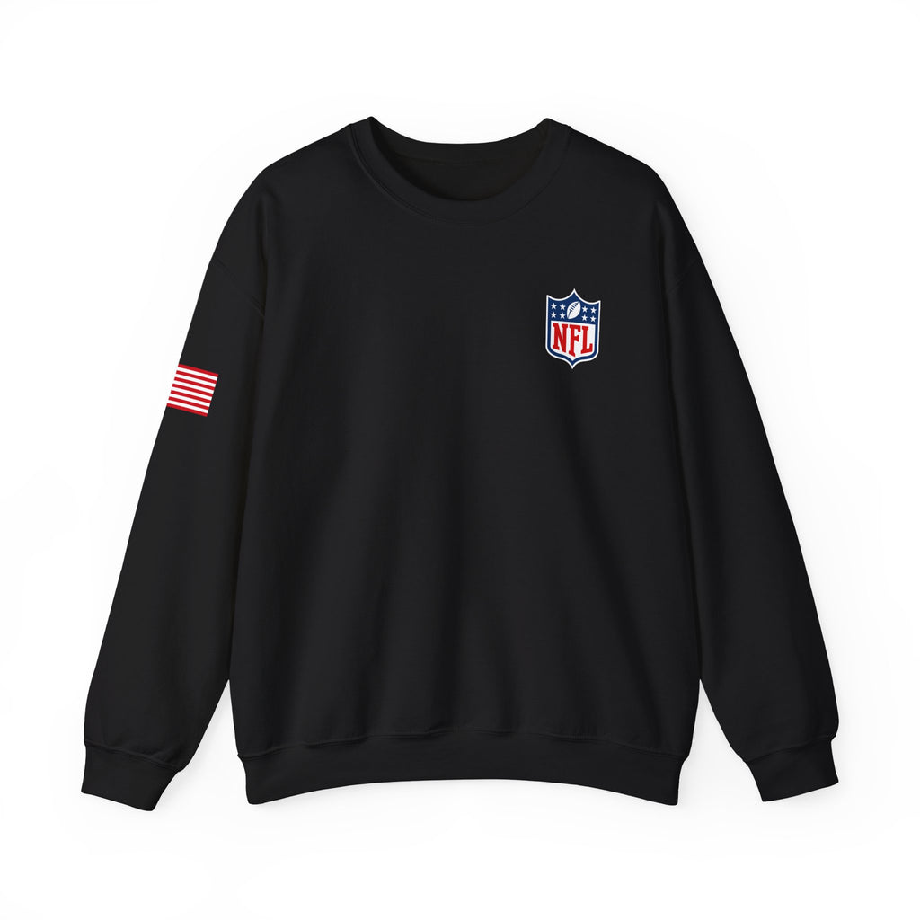 NFL Logo Crewneck Sweatshirt with American Flag Sleeve