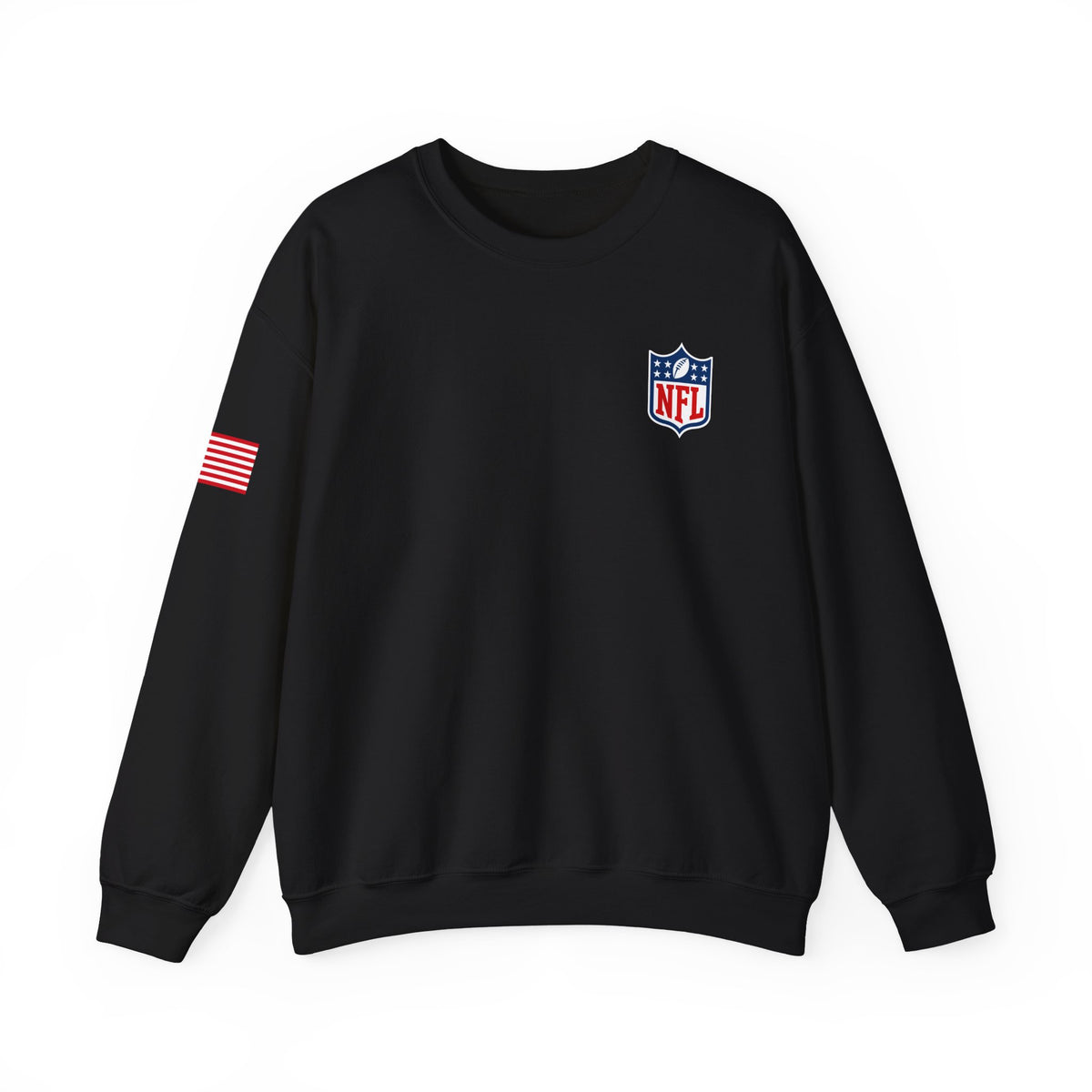 NFL Logo Crewneck Sweatshirt with American Flag Sleeve