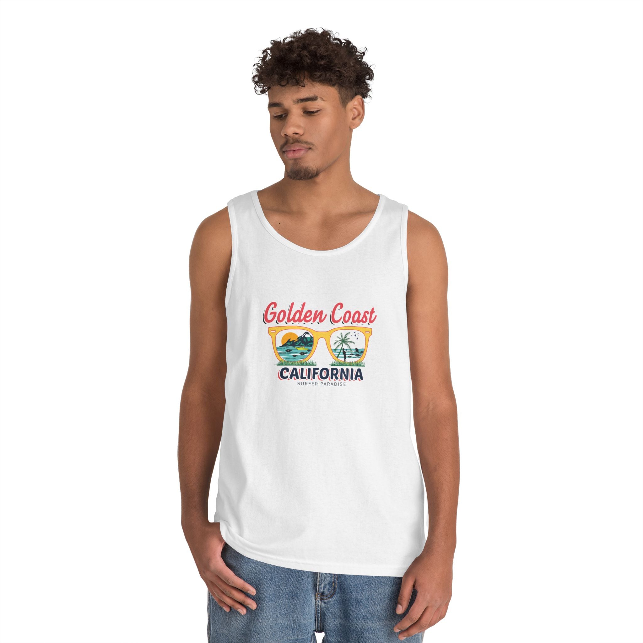 Golden Coast California Tank Top Vintage Beach Palm Graphic