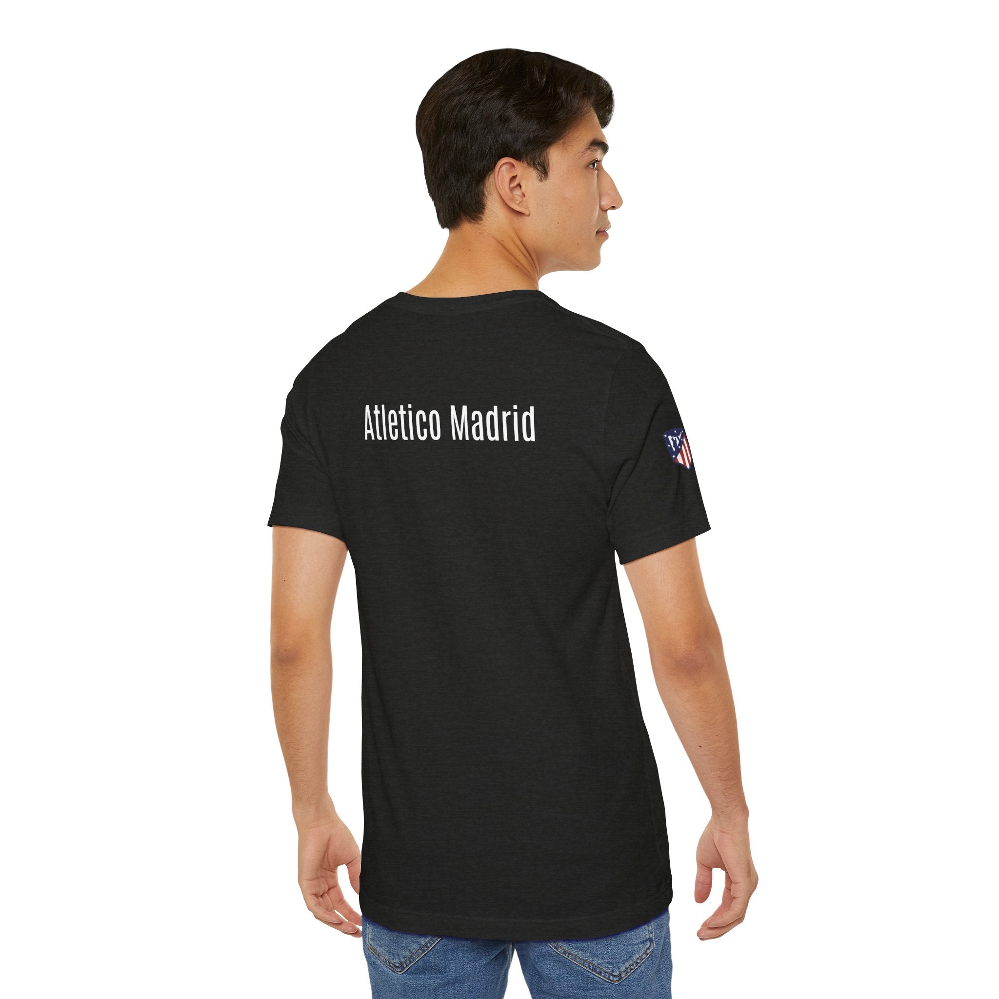 Atletico Madrid Shield T-Shirt Front Chest & Sleeve Logo Soccer Tee