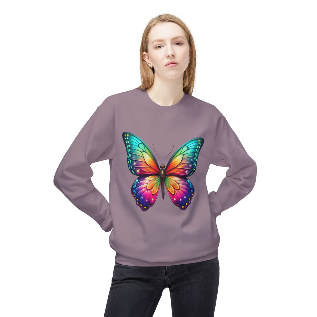 Rainbow Butterfly Sweatshirt Colorful Monarch Wing Graphic