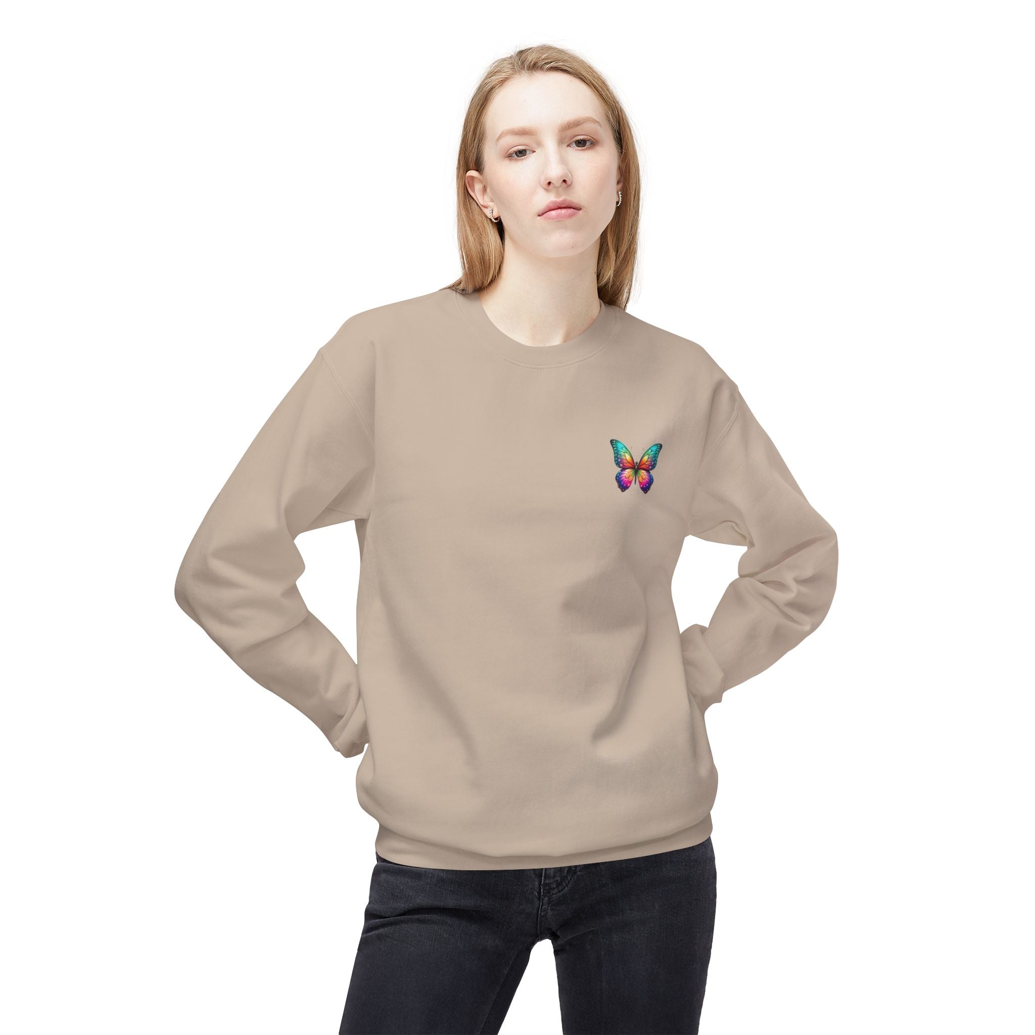 Rainbow Butterfly Sweatshirt | Colorful Monarch Wing Graphic