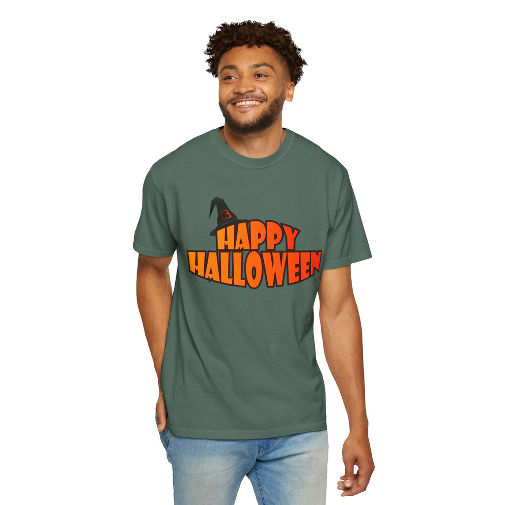 Halloween Icons T-Shirt — "Happy Halloween" Graphic Tee with Spooky Back Illustrations