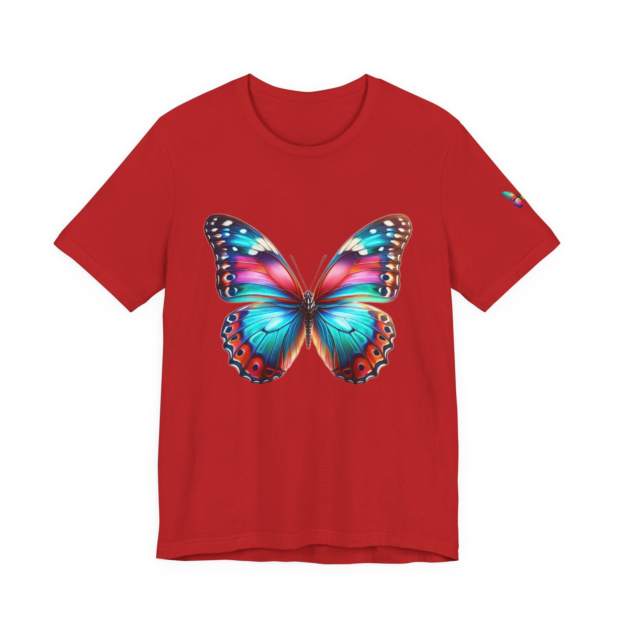 Vibrant Rainbow Butterfly Tee Colorful Monarch Wing Graphic
