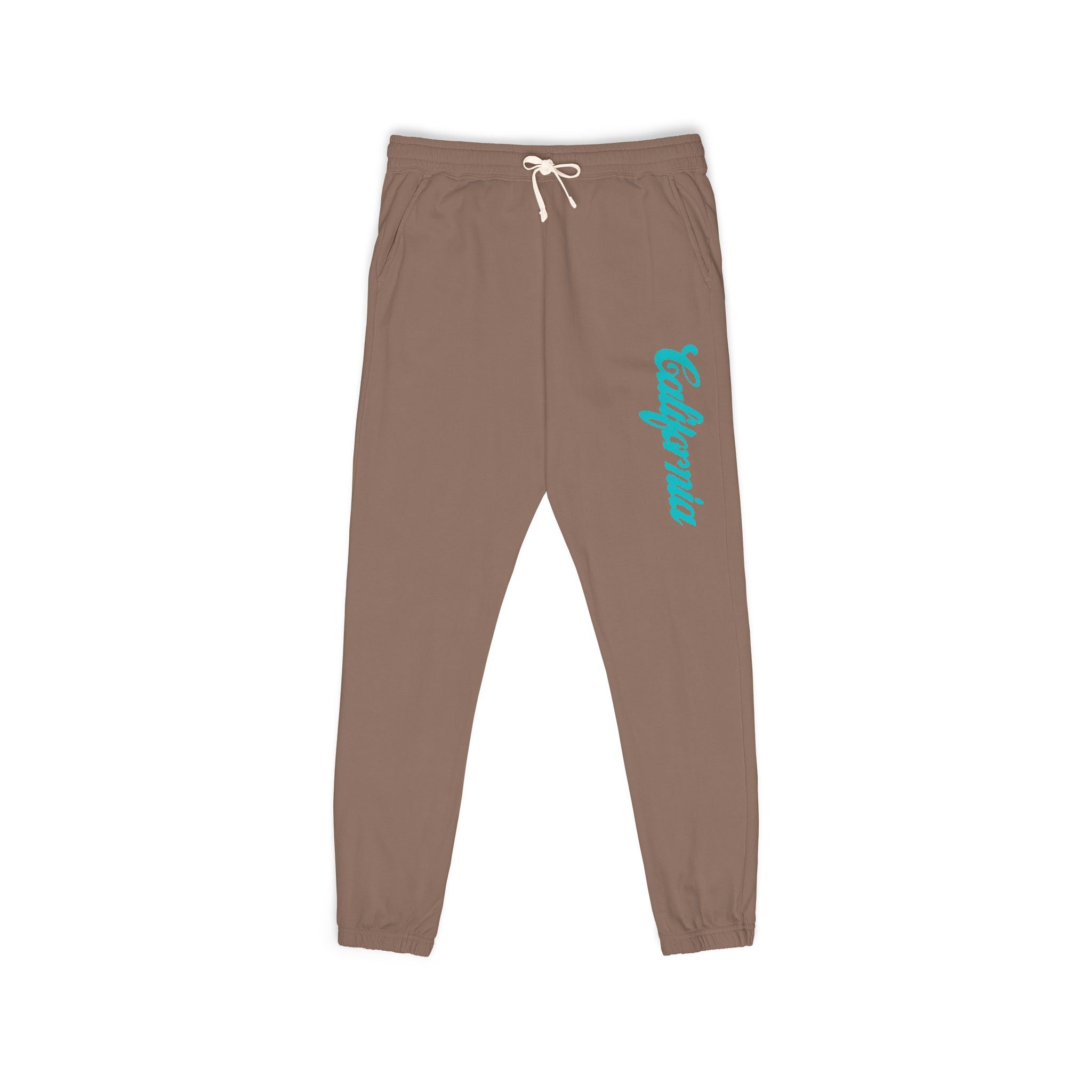 Fleece Sweatpants with Teal 'Endurance' Script Lightweight Garment-Dyed Joggers