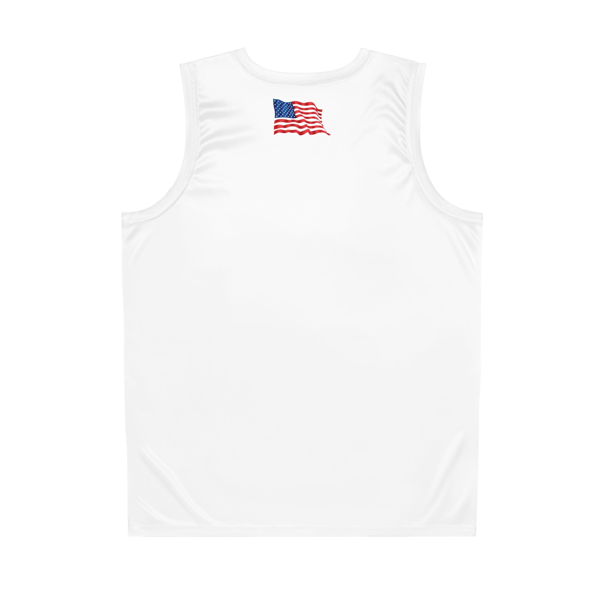 NBA Logo Basketball Jersey  White Mesh Tank with American Flag Accent