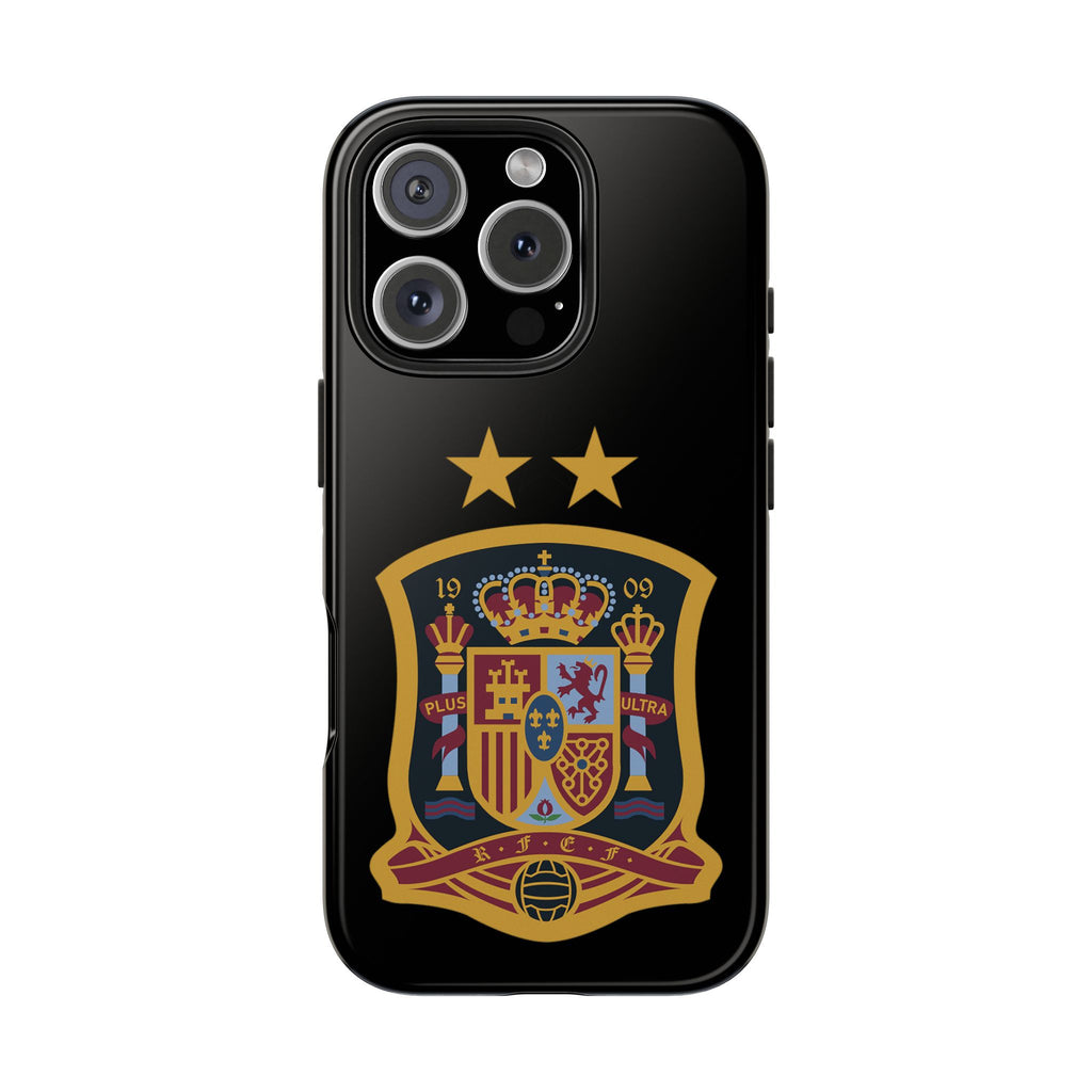 Spain Soccer Crest Tough Phone Case  Black Protective iPhone Case with Two Stars