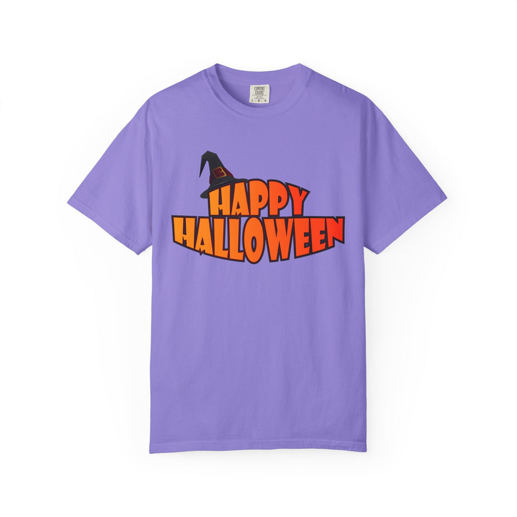 Halloween Icons T-Shirt — "Happy Halloween" Graphic Tee with Spooky Back Illustrations