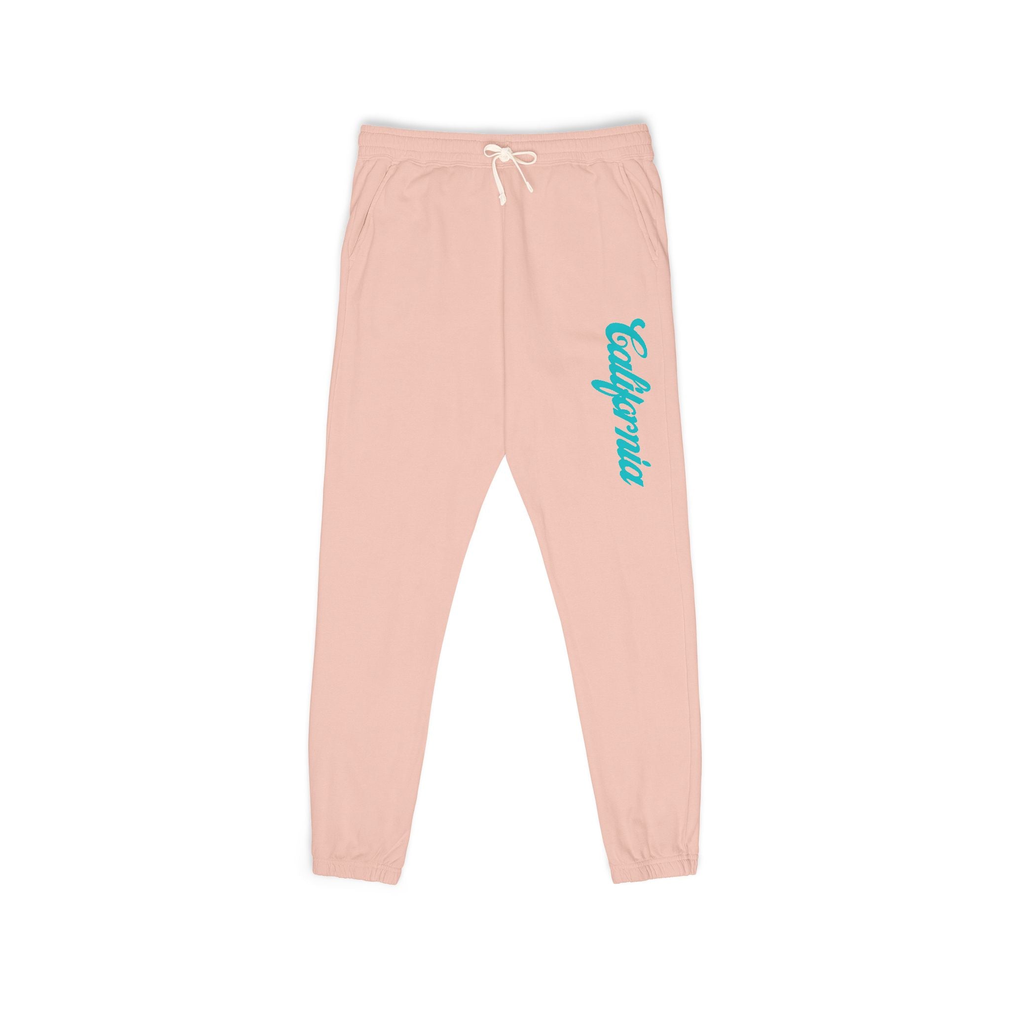 Fleece Sweatpants with Teal 'Endurance' Script Lightweight Garment-Dyed Joggers