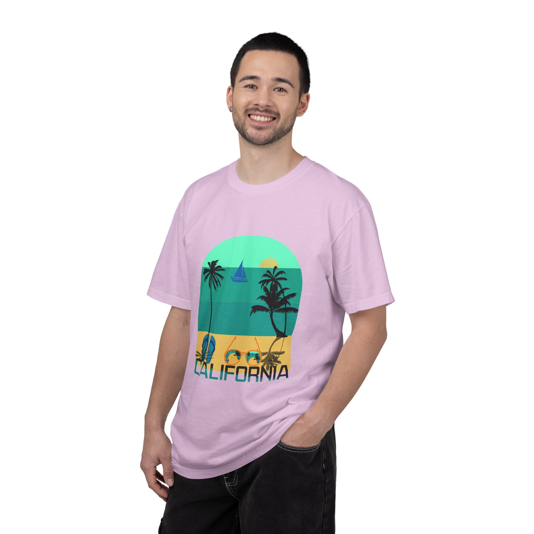 California Beach Surf T-Shirt  Retro Palm Trees & ‘SURFING’ Graphic