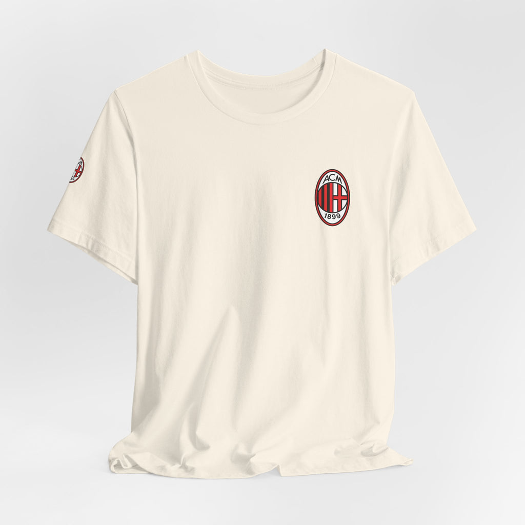 AC Milan Crest T-Shirt Minimal Soccer Tee with 'AC Milan' Back Print