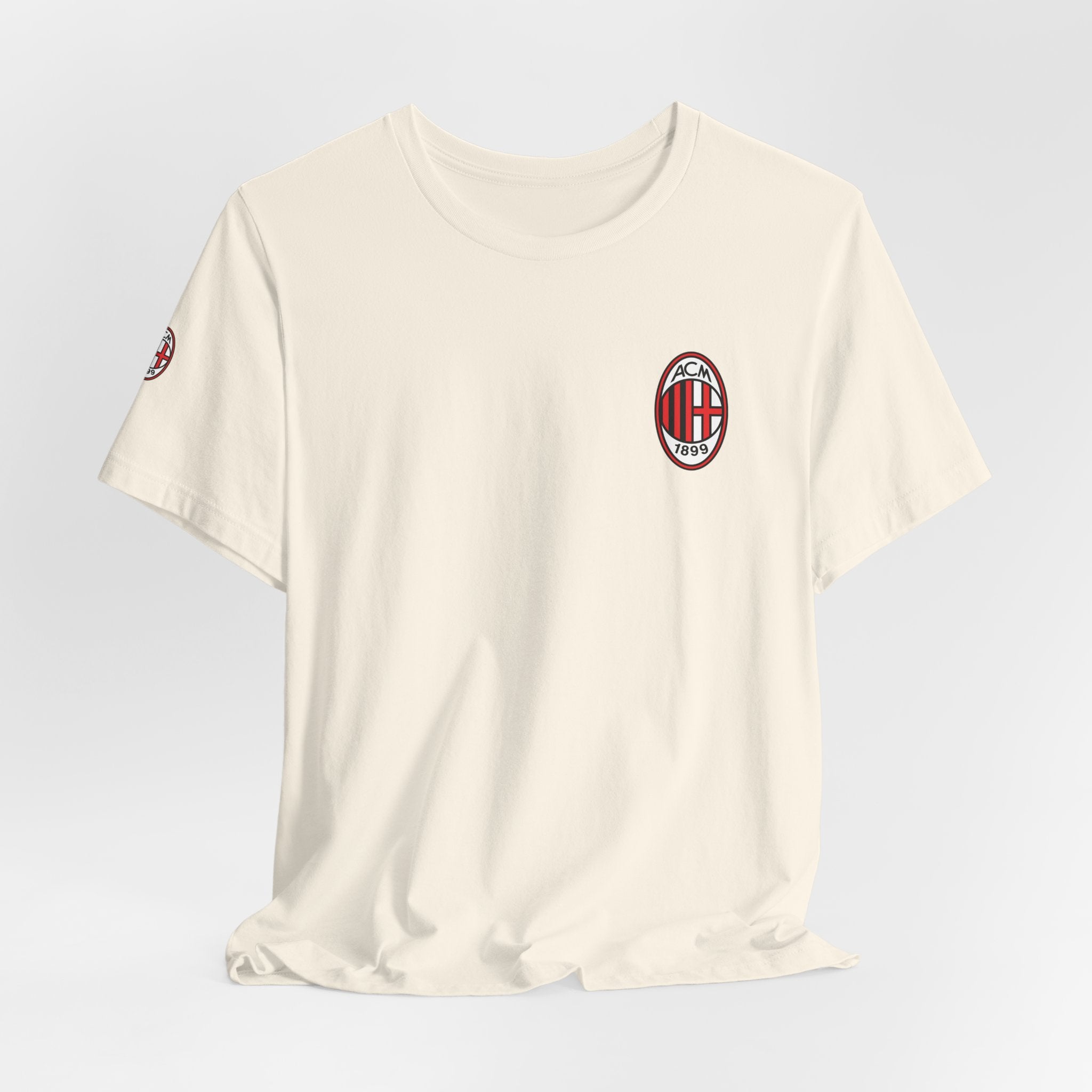 AC Milan Crest T-Shirt Minimal Soccer Tee with 'AC Milan' Back Print