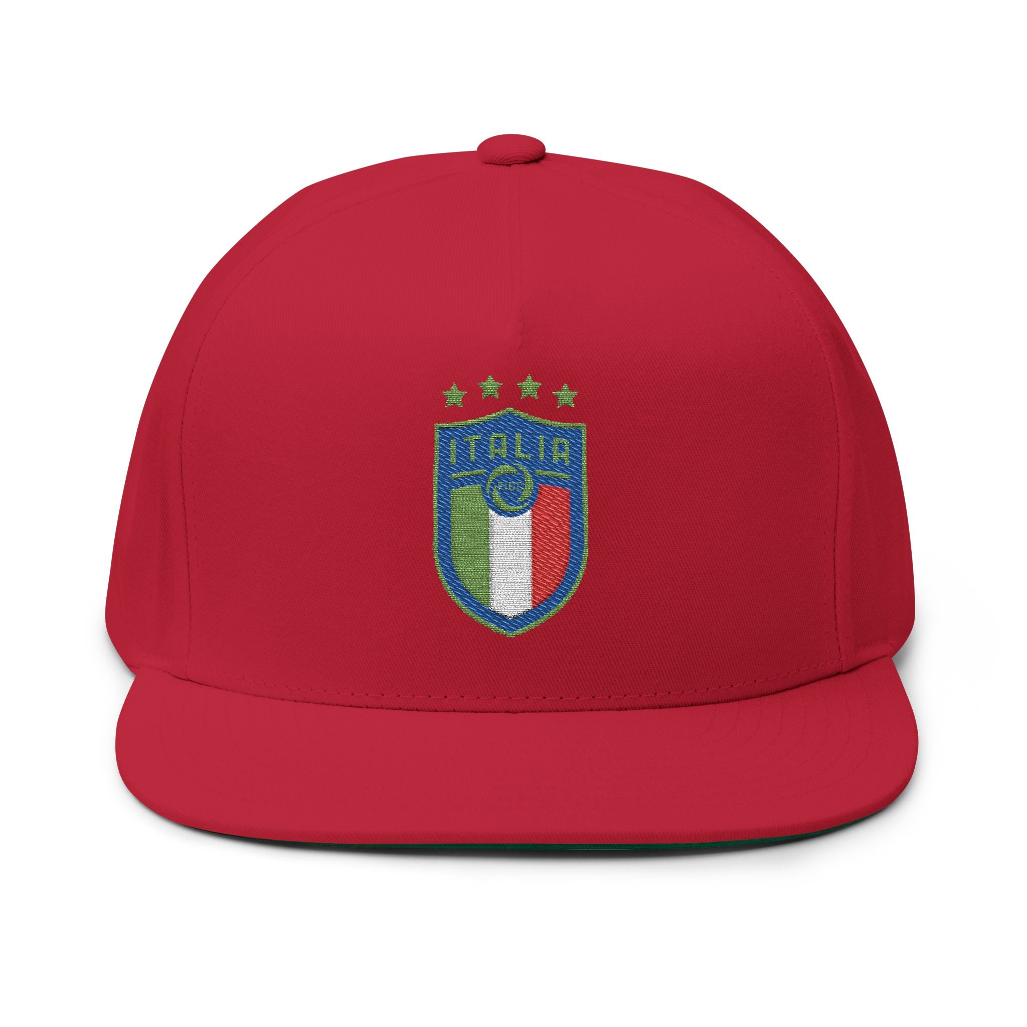 Italy Crest Embroidered Flat Bill Cap