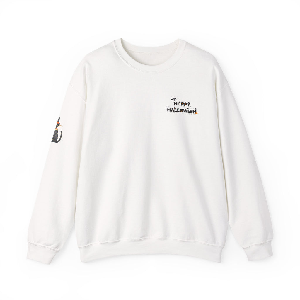 Halloween Candy Crewneck Sweatshirt — 'Happy Halloween' Jack-o'-Lantern & Candy Design