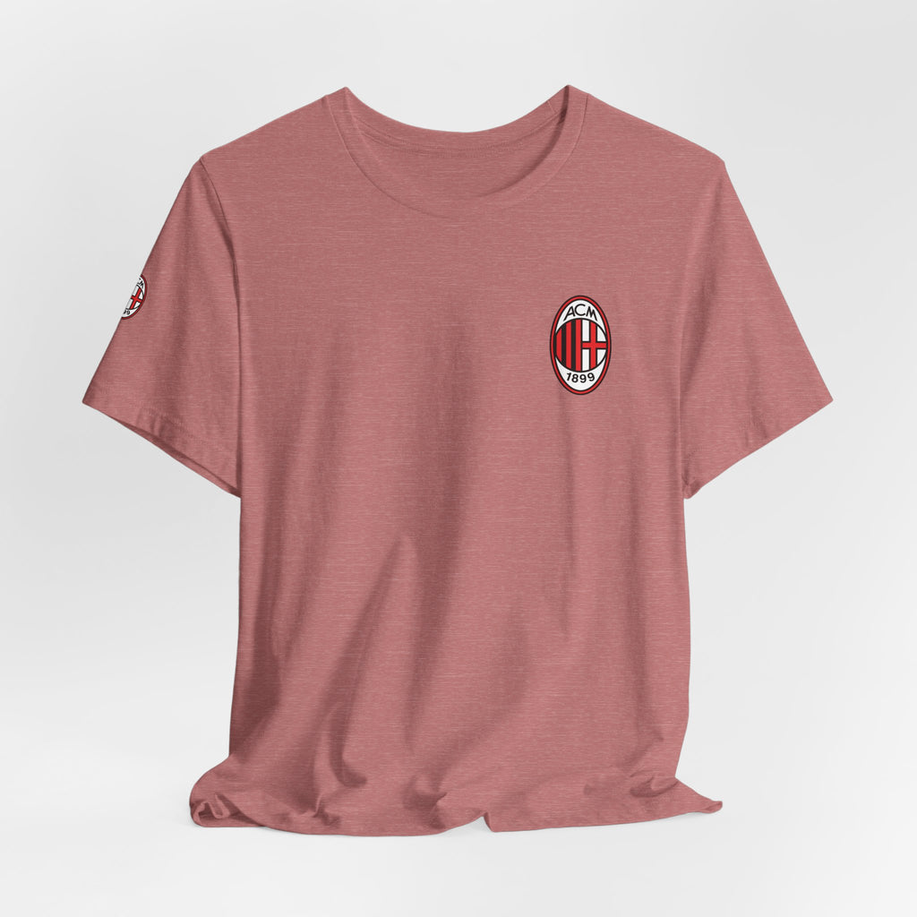 AC Milan Crest T-Shirt Minimal Soccer Tee with 'AC Milan' Back Print
