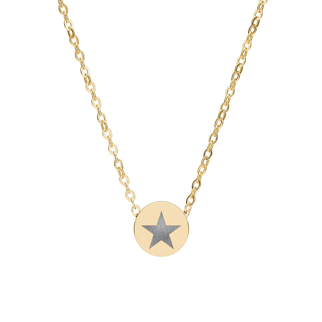 Engraved Mini Circle Necklace Star Pendant Personalized Jewelry