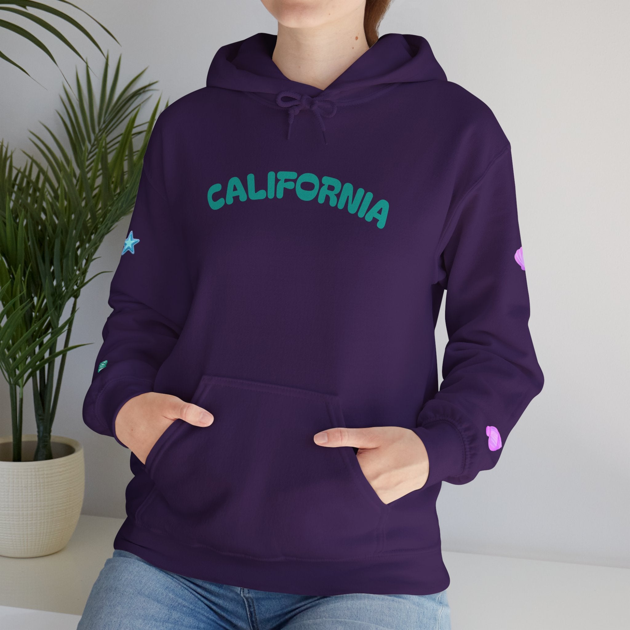 California Palm Tree Hoodie | Beach Island Graphic, Sleeve Icons