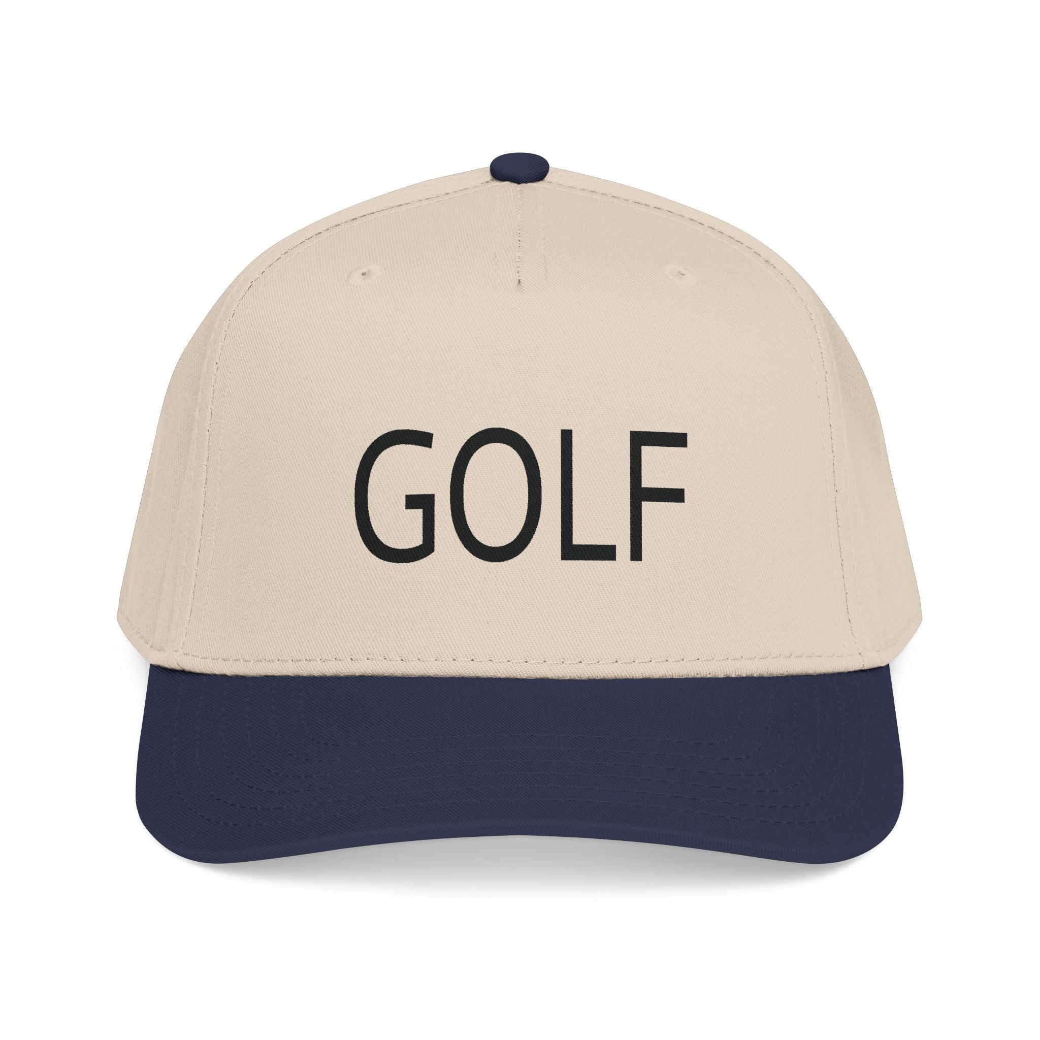 Golf Embroidered Mid Profile Cap — Classic Two-Tone Golf Hat