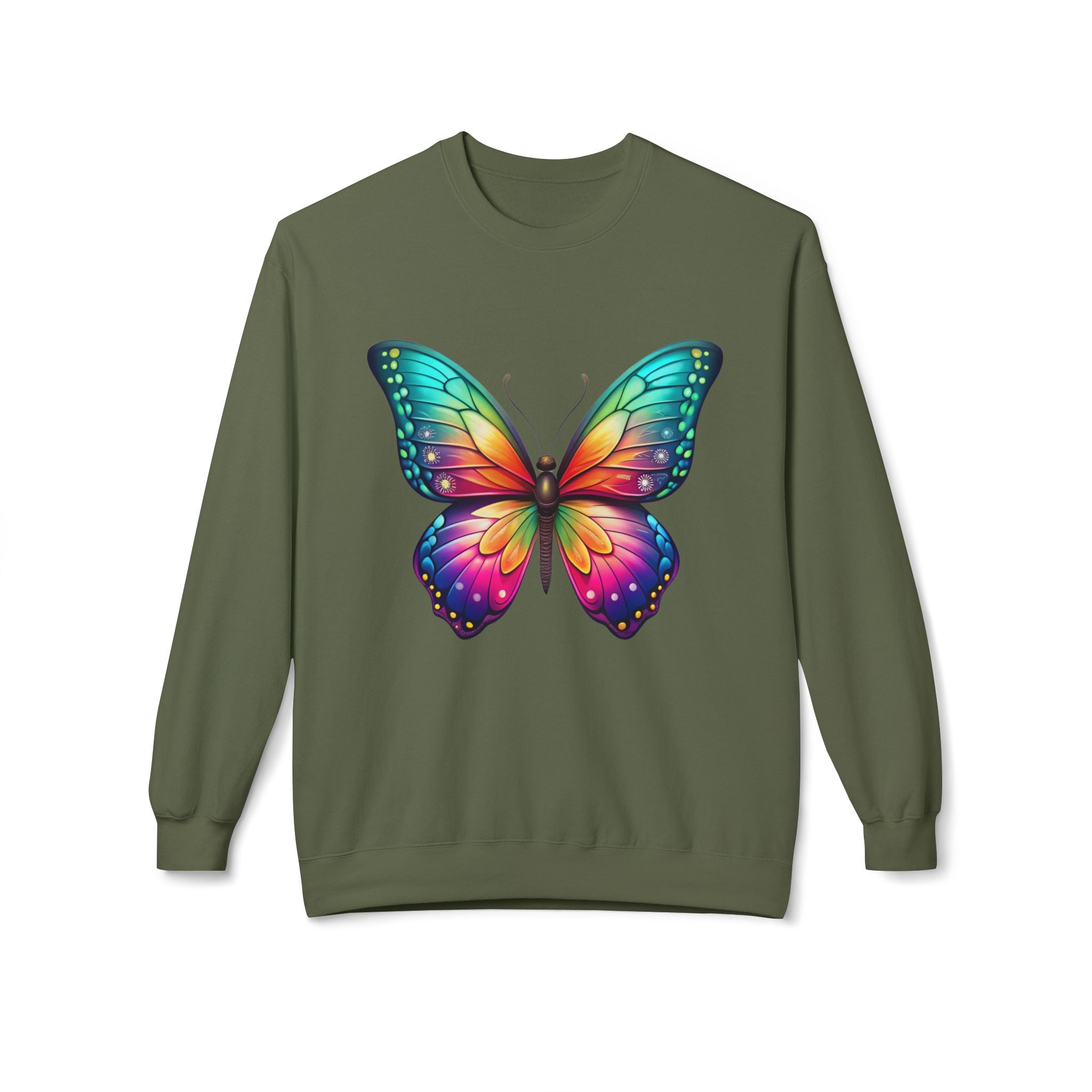 Rainbow Butterfly Sweatshirt Colorful Monarch Wing Graphic