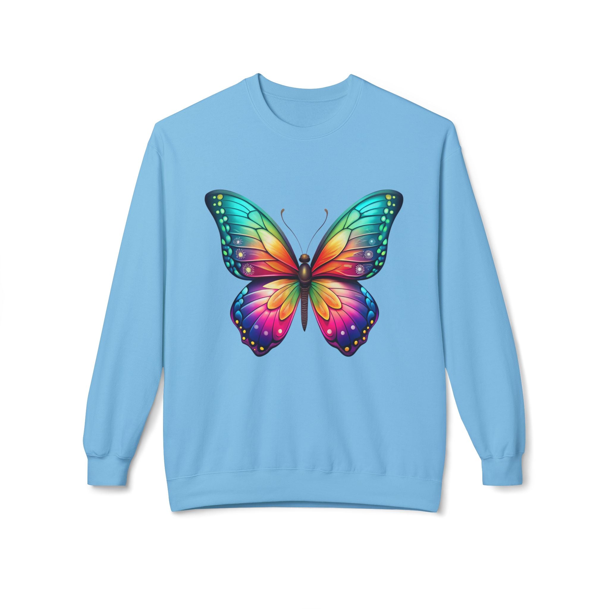 Rainbow Butterfly Sweatshirt Colorful Monarch Wing Graphic