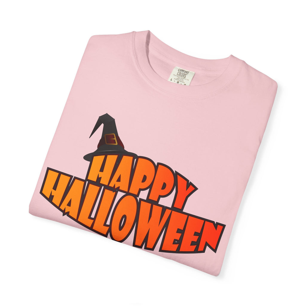 Halloween Icons T-Shirt — "Happy Halloween" Graphic Tee with Spooky Back Illustrations