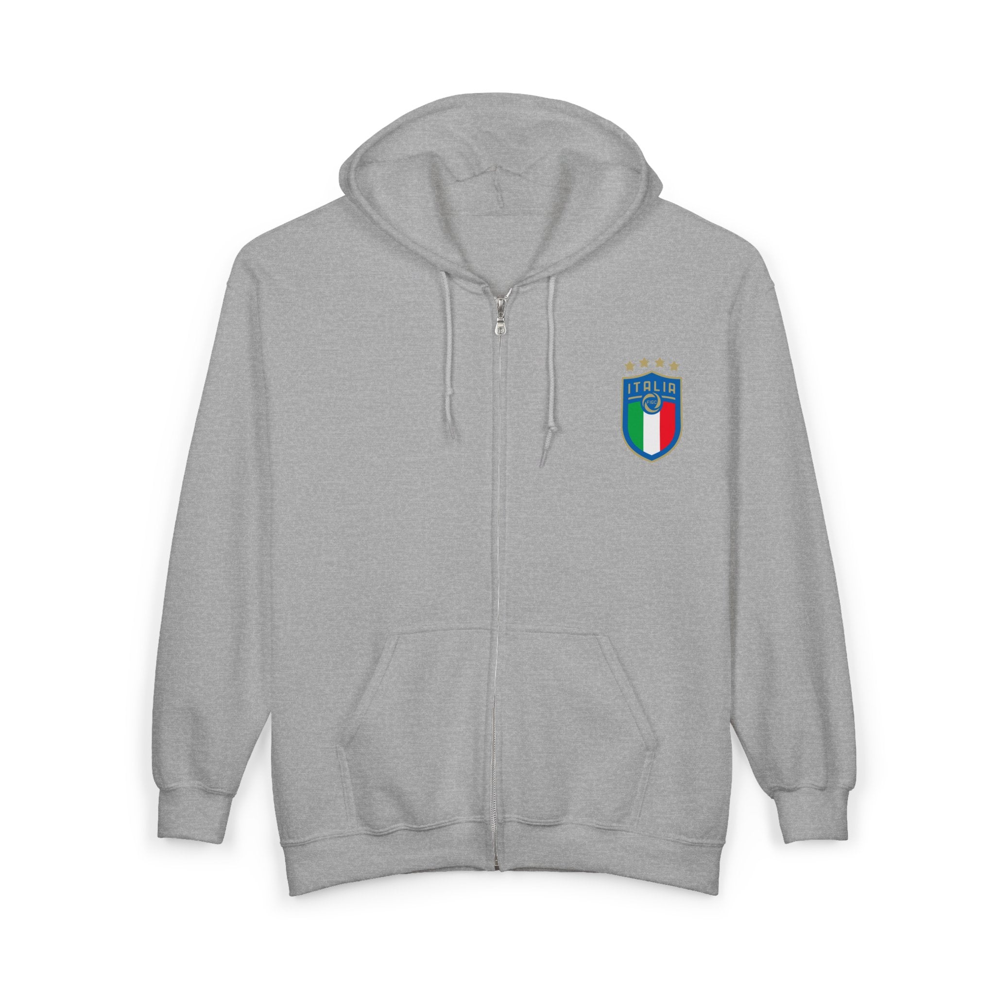 Italian Shield Crest Zip Hoodie  Italy Football Soccer Emblem